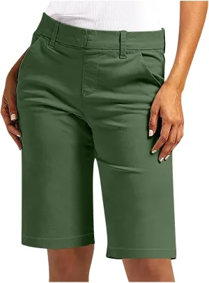 Women's Bermuda Shorts, Summer Straight Leg Chino Dressy Bike Shorts High Waisted Office Casual Party Sweat Shorts