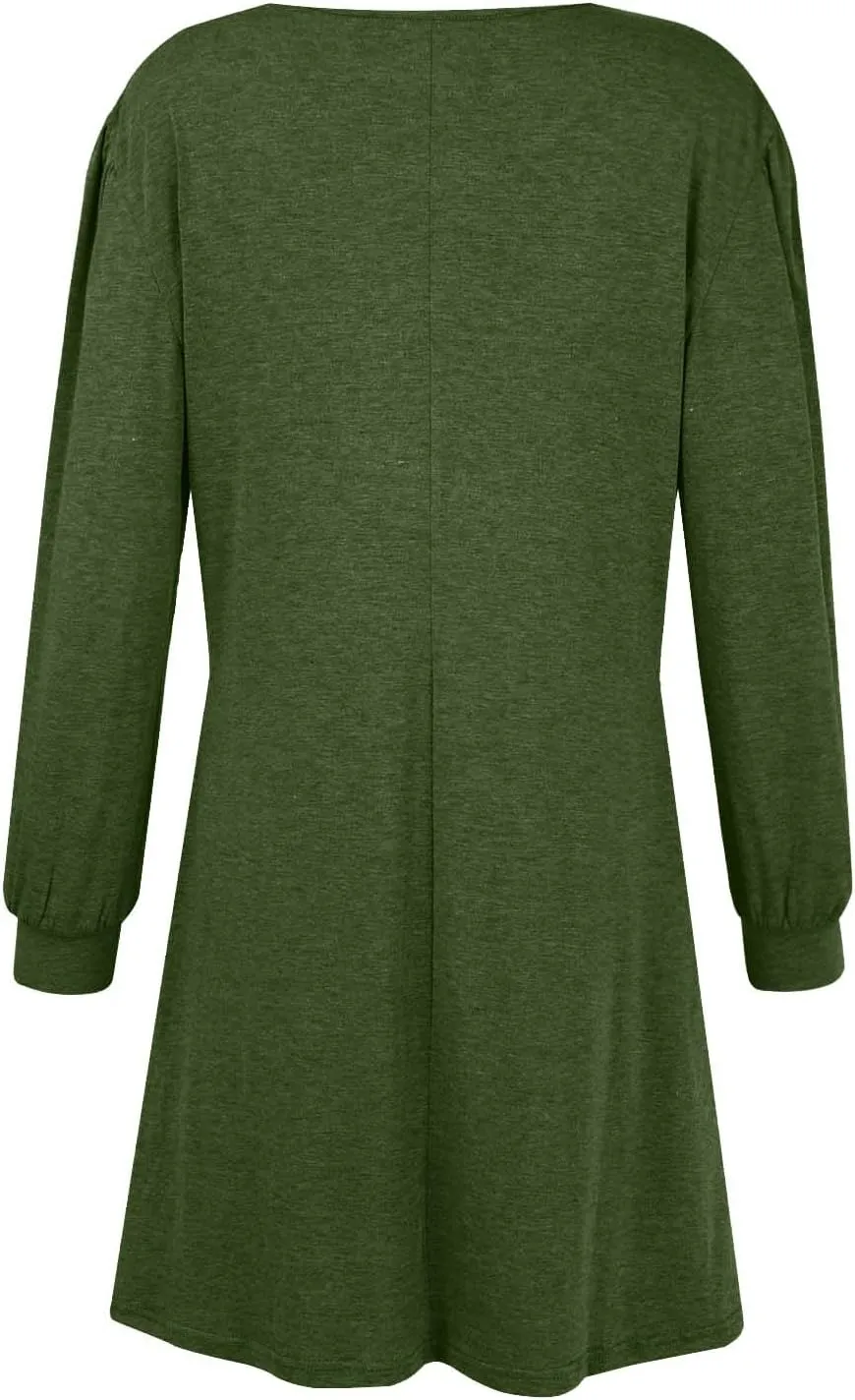 Women's Button Side Long Sleeve Dresses 2024 Fall Fashion Sweater Dresses Casual Crew Neck Pullover Tops with Pockets