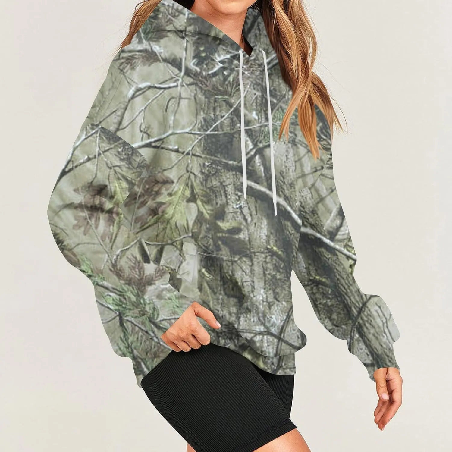 Womens Camo Hoodies Light Camo Hoodie Maple Oversized Hooded Sweatshirt Fleece Pullover Sweatshirts Long Sleeve with Pocket