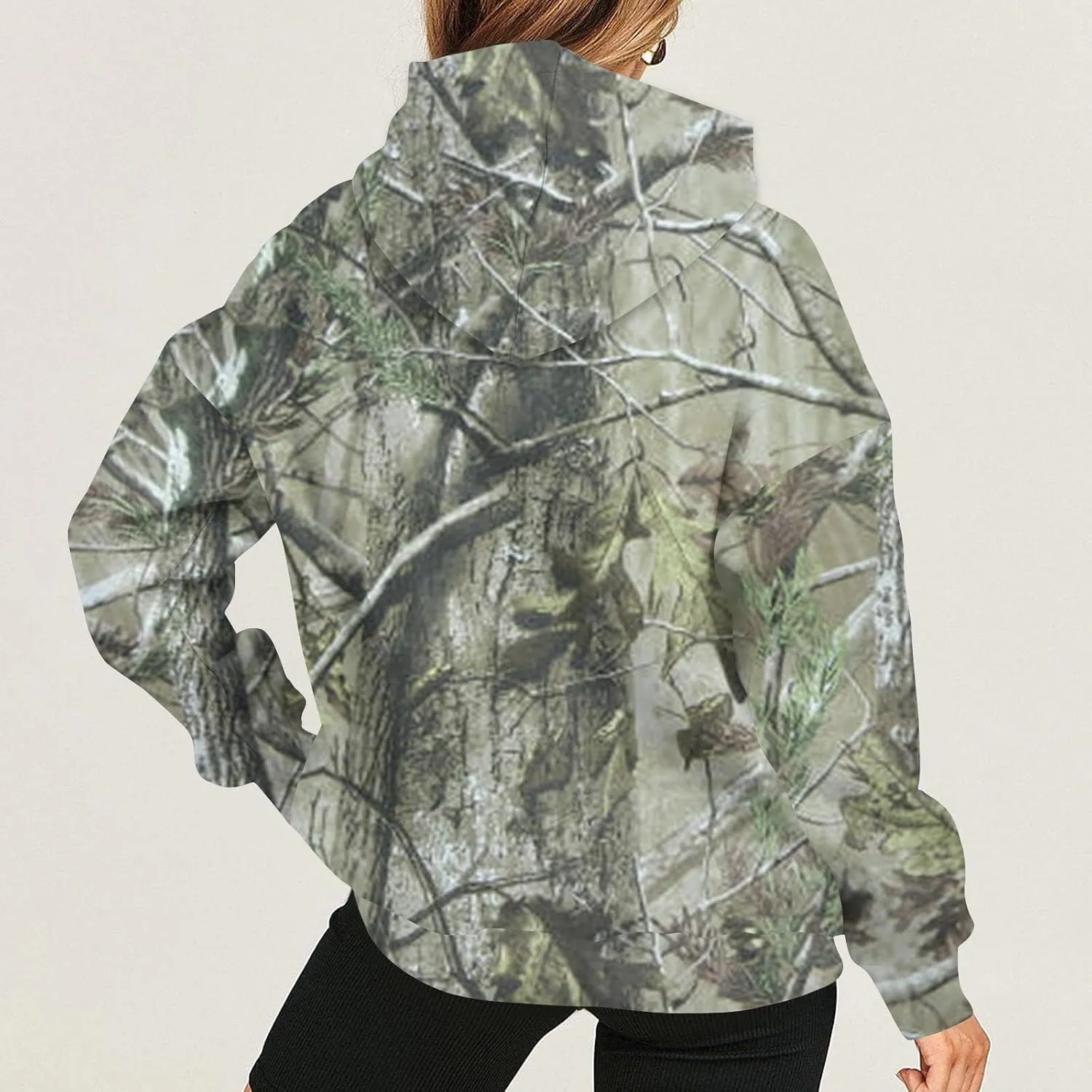 Womens Camo Hoodies Light Camo Hoodie Maple Oversized Hooded Sweatshirt Fleece Pullover Sweatshirts Long Sleeve with Pocket