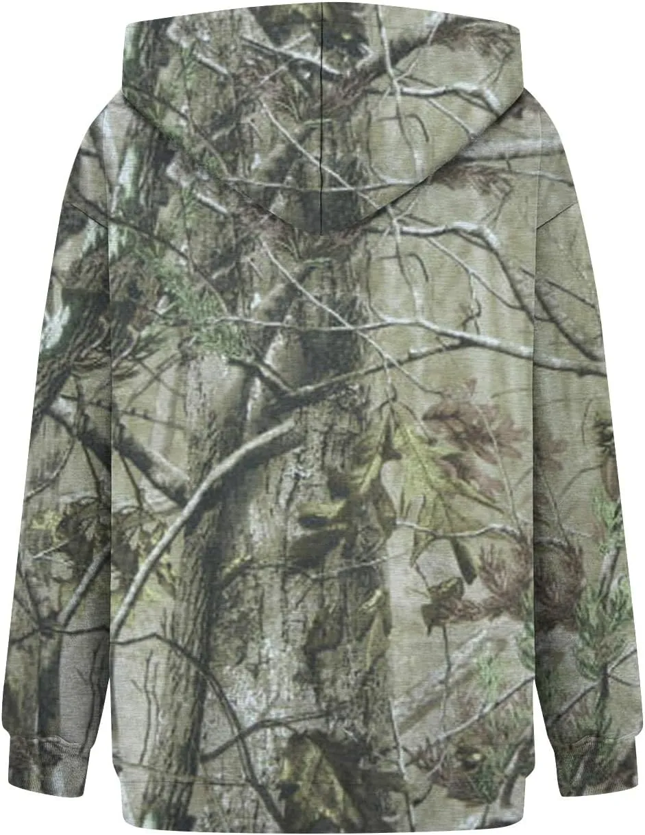 Womens Camo Hoodies Light Camo Hoodie Maple Oversized Hooded Sweatshirt Fleece Pullover Sweatshirts Long Sleeve with Pocket