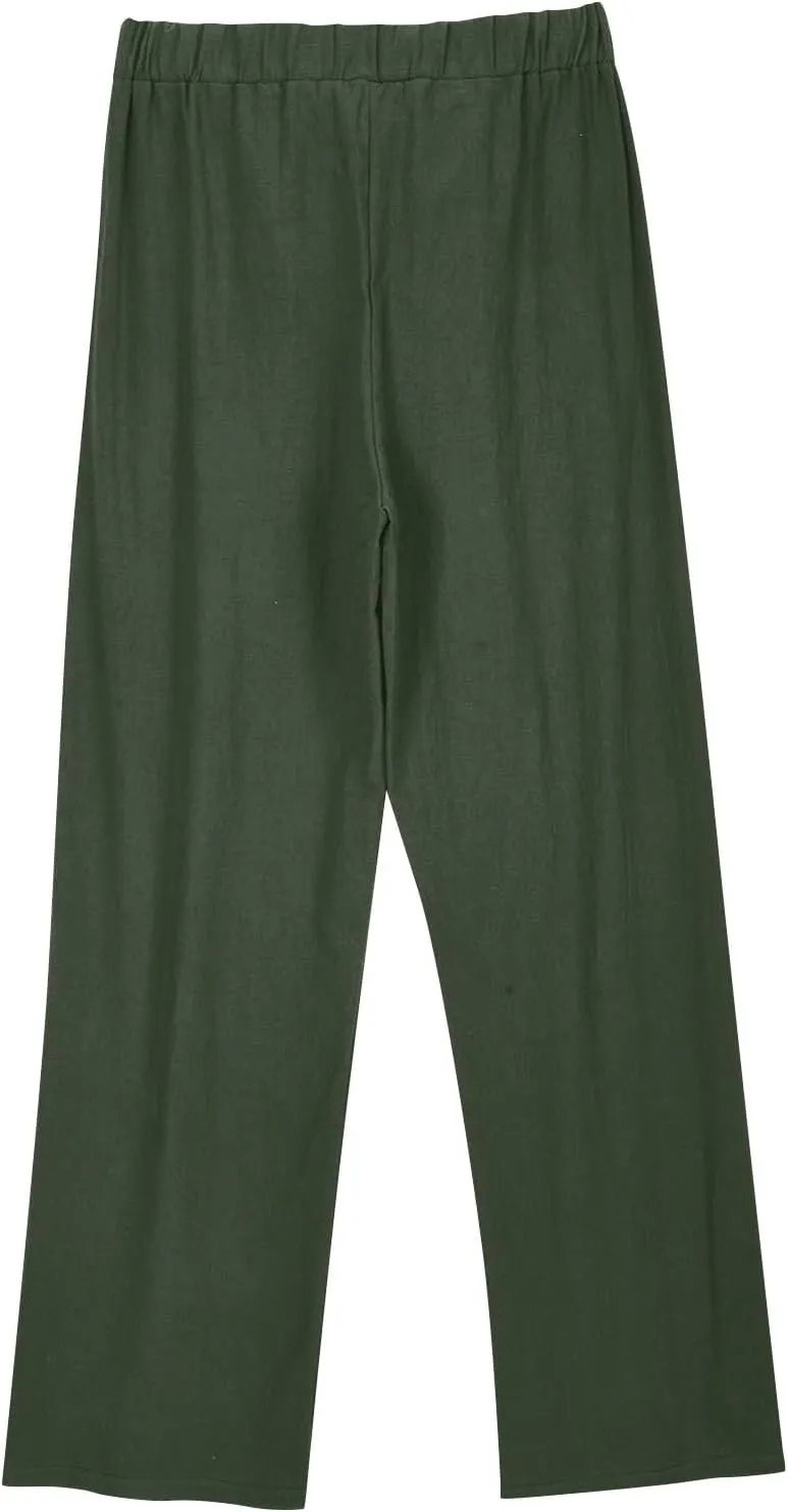 Womens Cotton Linen Pants Soft Lightweight Palazzo Pant High Waist Wide Leg Summer Trousers with Drawstring