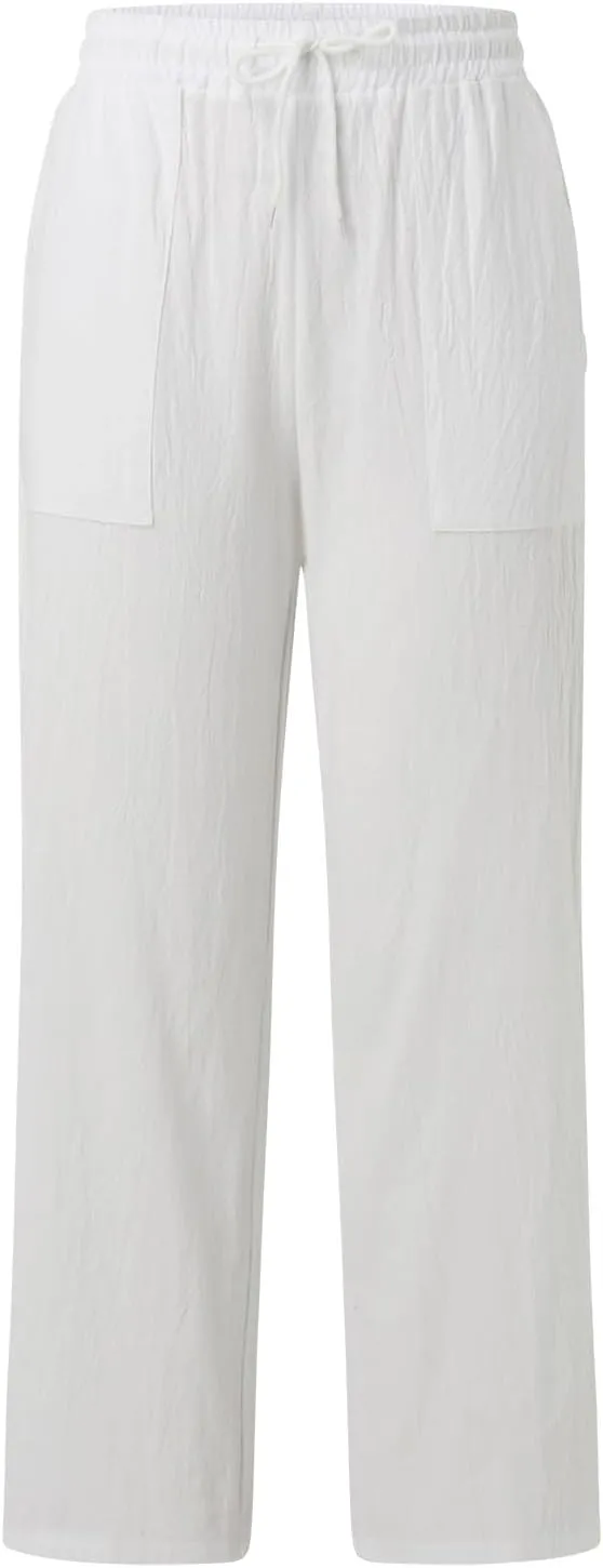 Women's Cotton Linen Summer Lightweigt Palazzo Lounge Pants Low Waist Ankle Length Slim-Fit Palazzo Lounge