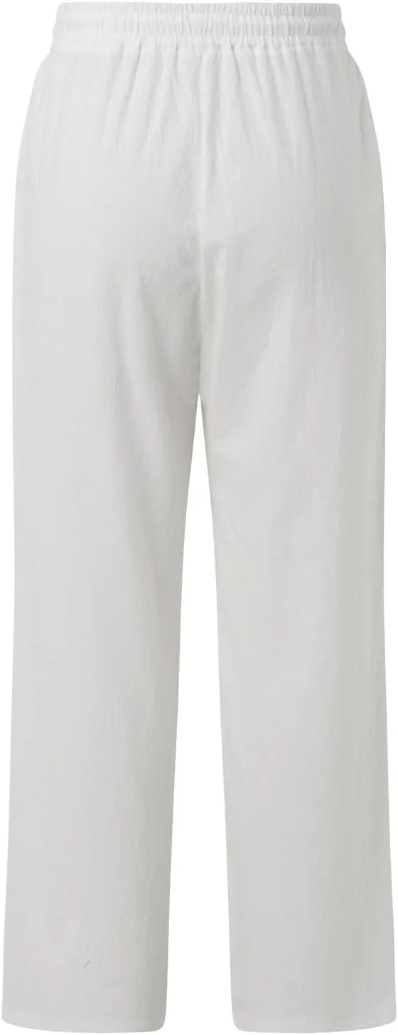 Women's Cotton Linen Summer Lightweigt Palazzo Lounge Pants Low Waist Ankle Length Slim-Fit Palazzo Lounge