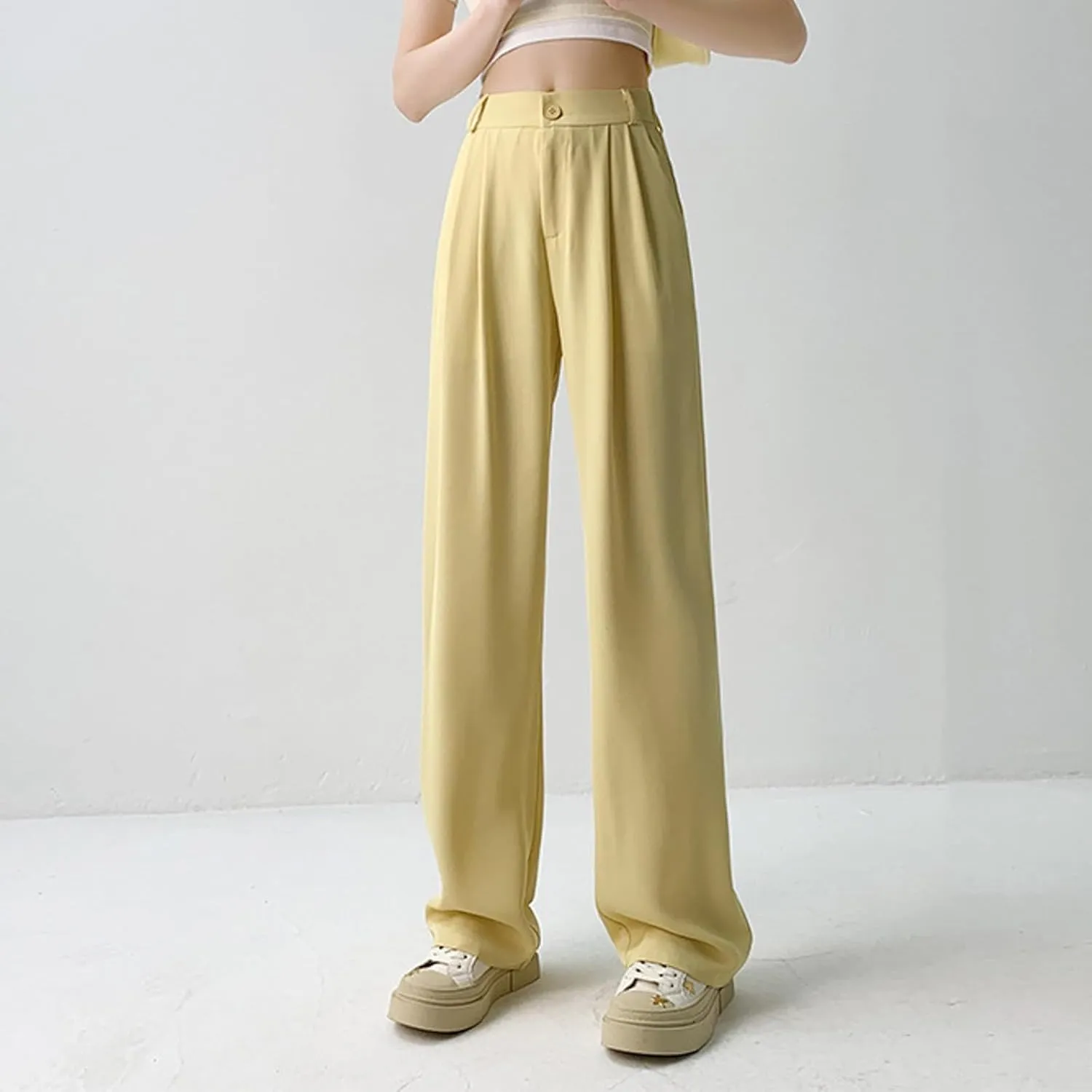 Women's Cotton Linen Summer Loose Flowy Pants Elastic Waist Lounge Pants Slim-Fit Pant Trousers Business Work