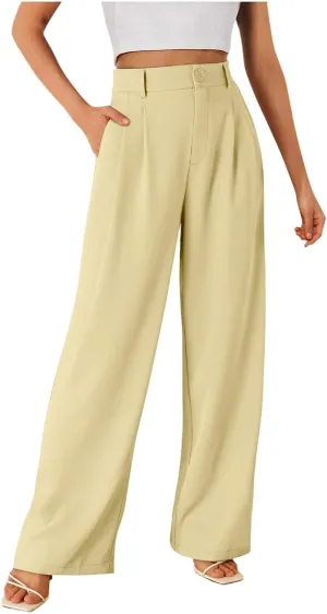 Women's Cotton Linen Summer Loose Flowy Pants Elastic Waist Lounge Pants Slim-Fit Pant Trousers Business Work