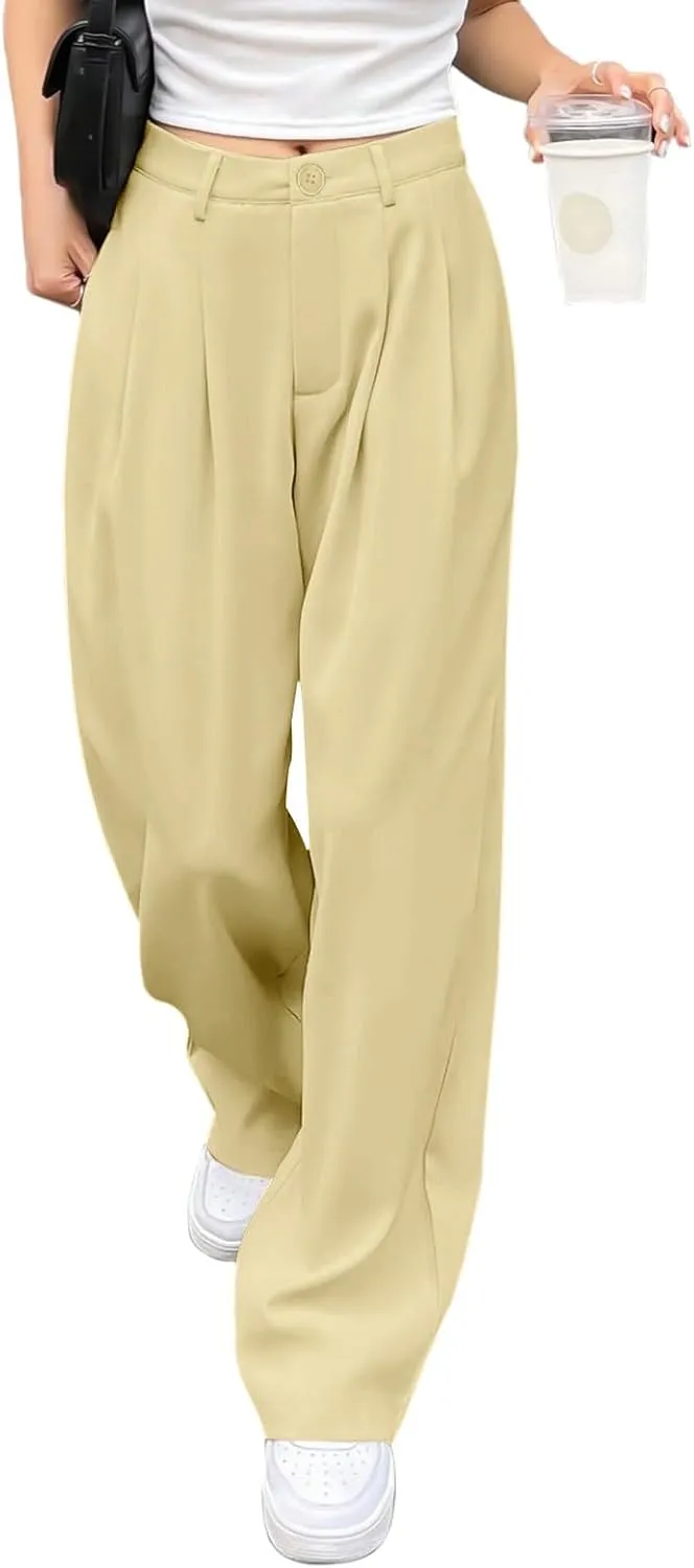Women's Cotton Linen Summer Loose Flowy Pants Elastic Waist Lounge Pants Slim-Fit Pant Trousers Business Work