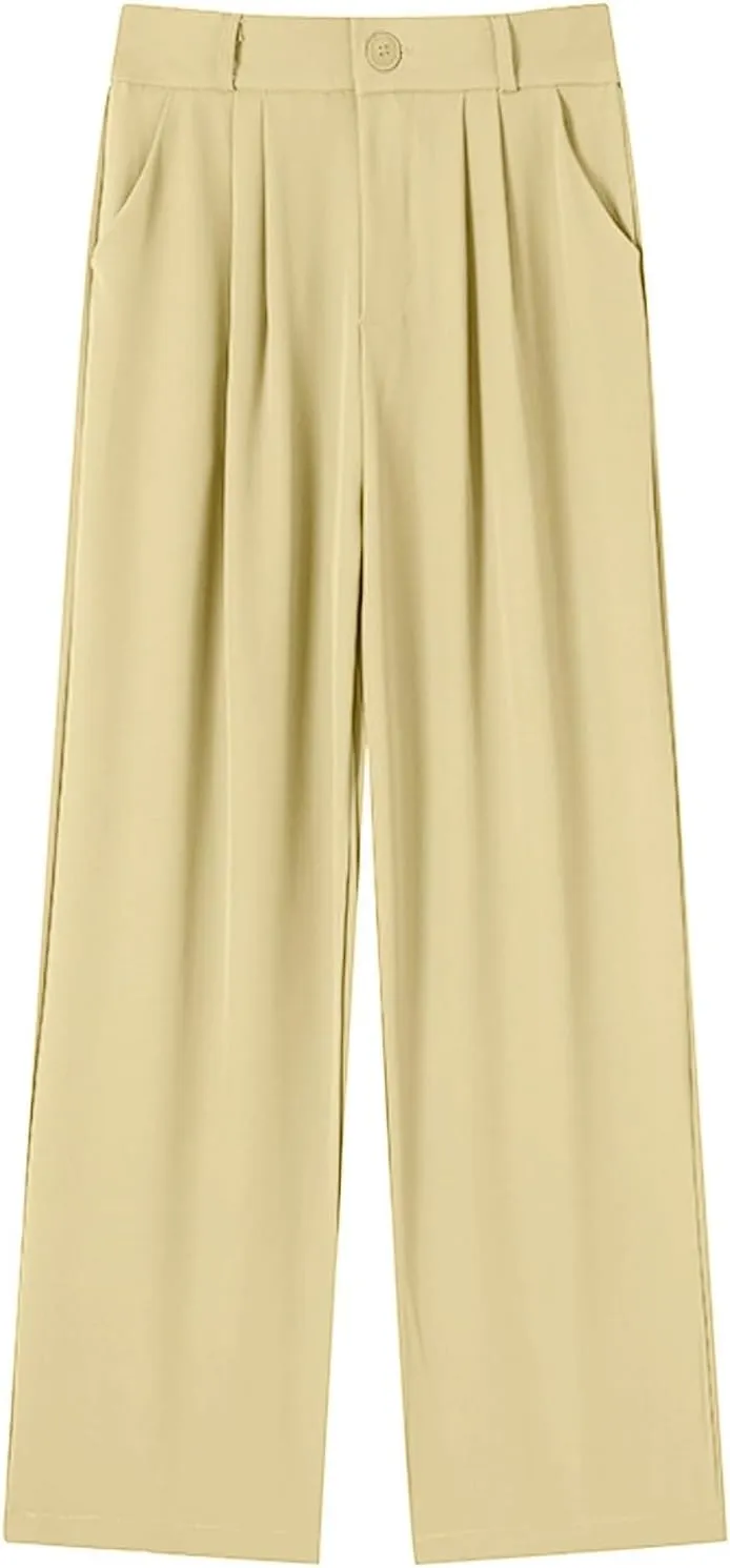 Women's Cotton Linen Summer Loose Flowy Pants Elastic Waist Lounge Pants Slim-Fit Pant Trousers Business Work