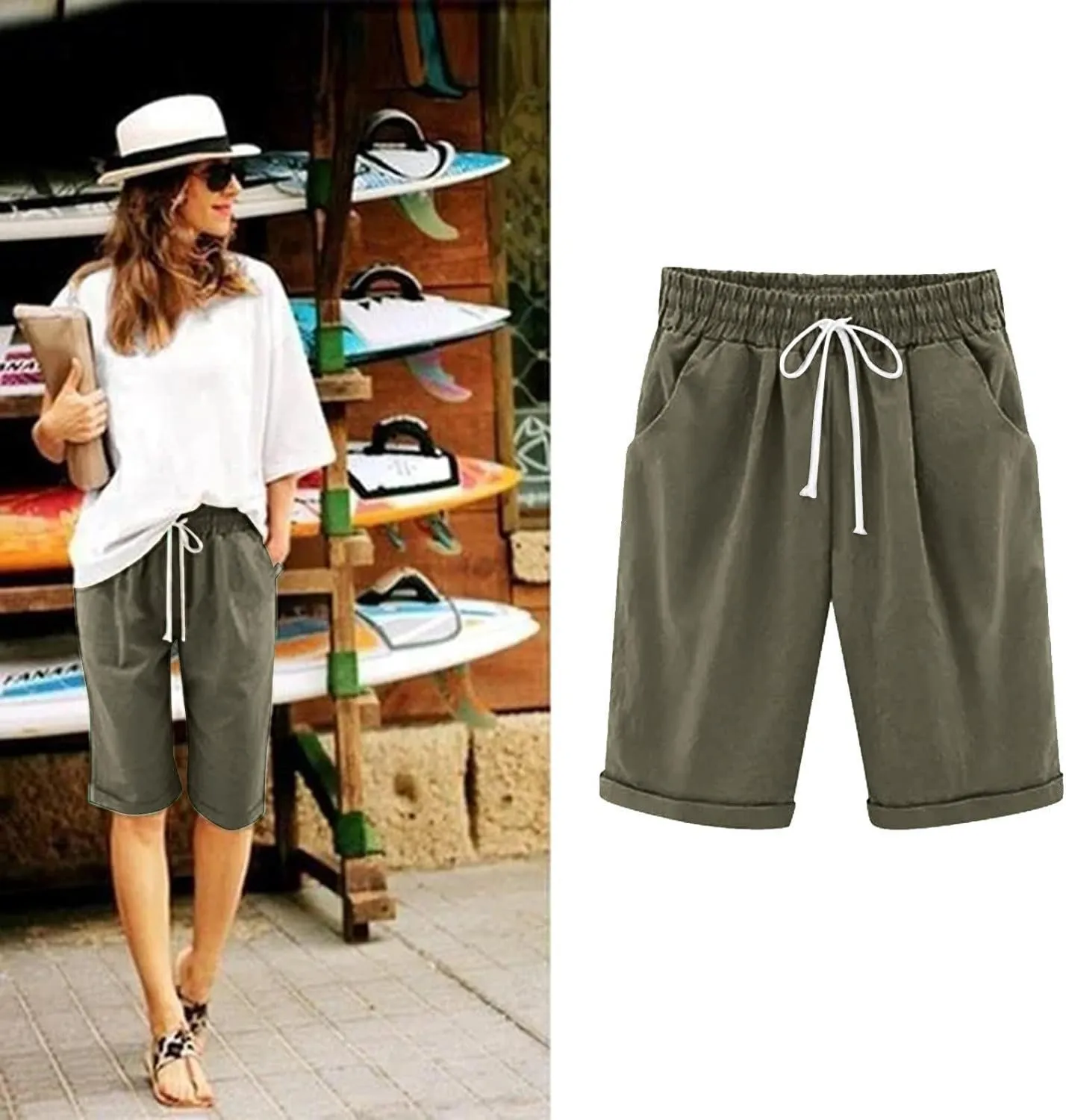 Womens Cotton Sweat Shorts Casual 2024 Summer Loose Athletic Short Drawstring Waist Lounge Running Shorts with Pockets