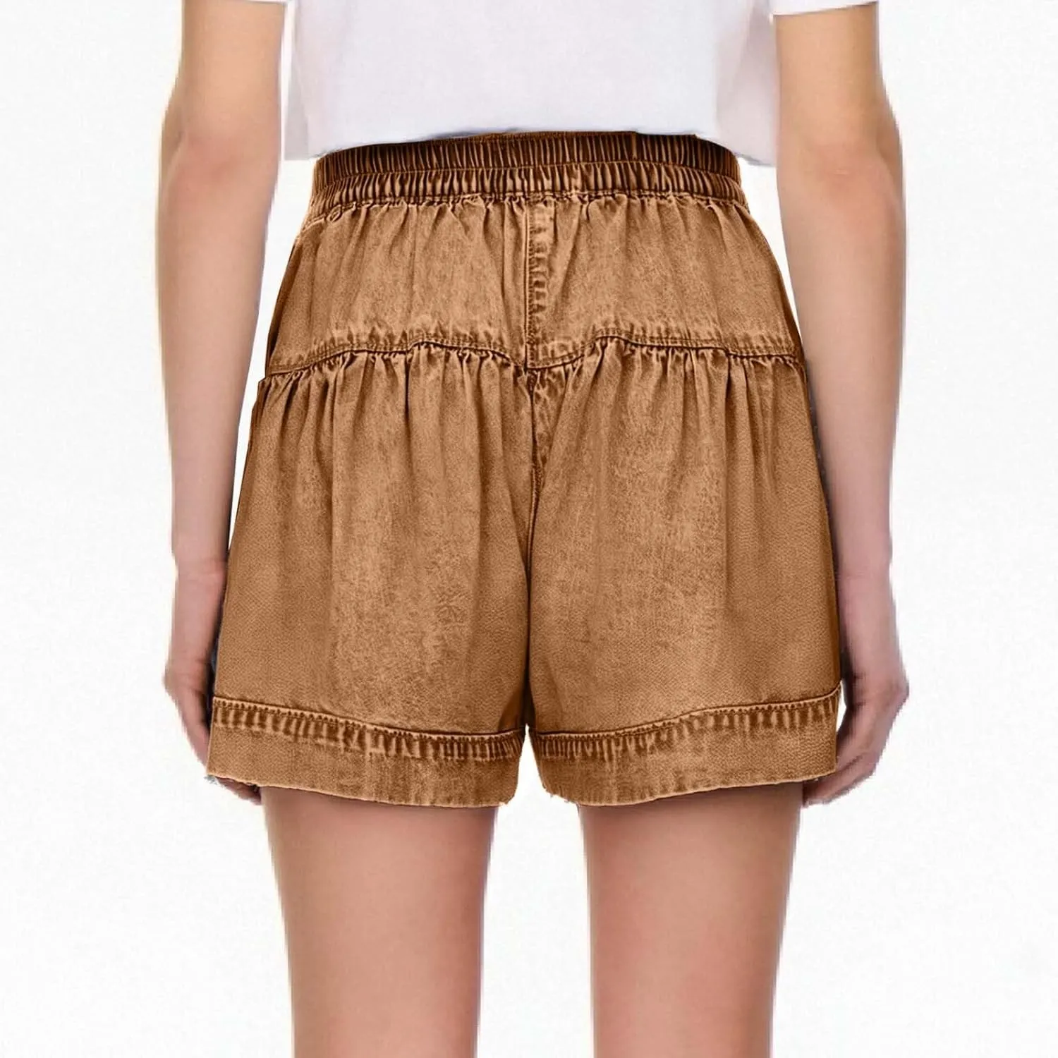 Women's Denim Shorts Summer Baggy High Waisted Flowy Wide Leg Buttons Pleated Jean Shorts Summer 2025 Casual Skorts