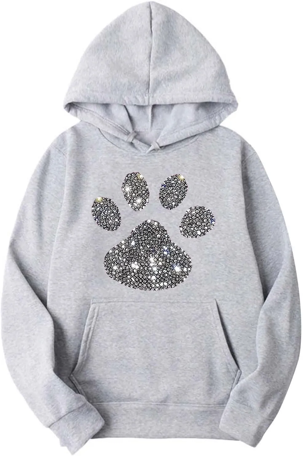 Women's Dog Paw Love Heart Rhinestone Graphic Oversized Sweatsuits Long Sleeve Hoodies Jogger Pants 2 Piece Outfits