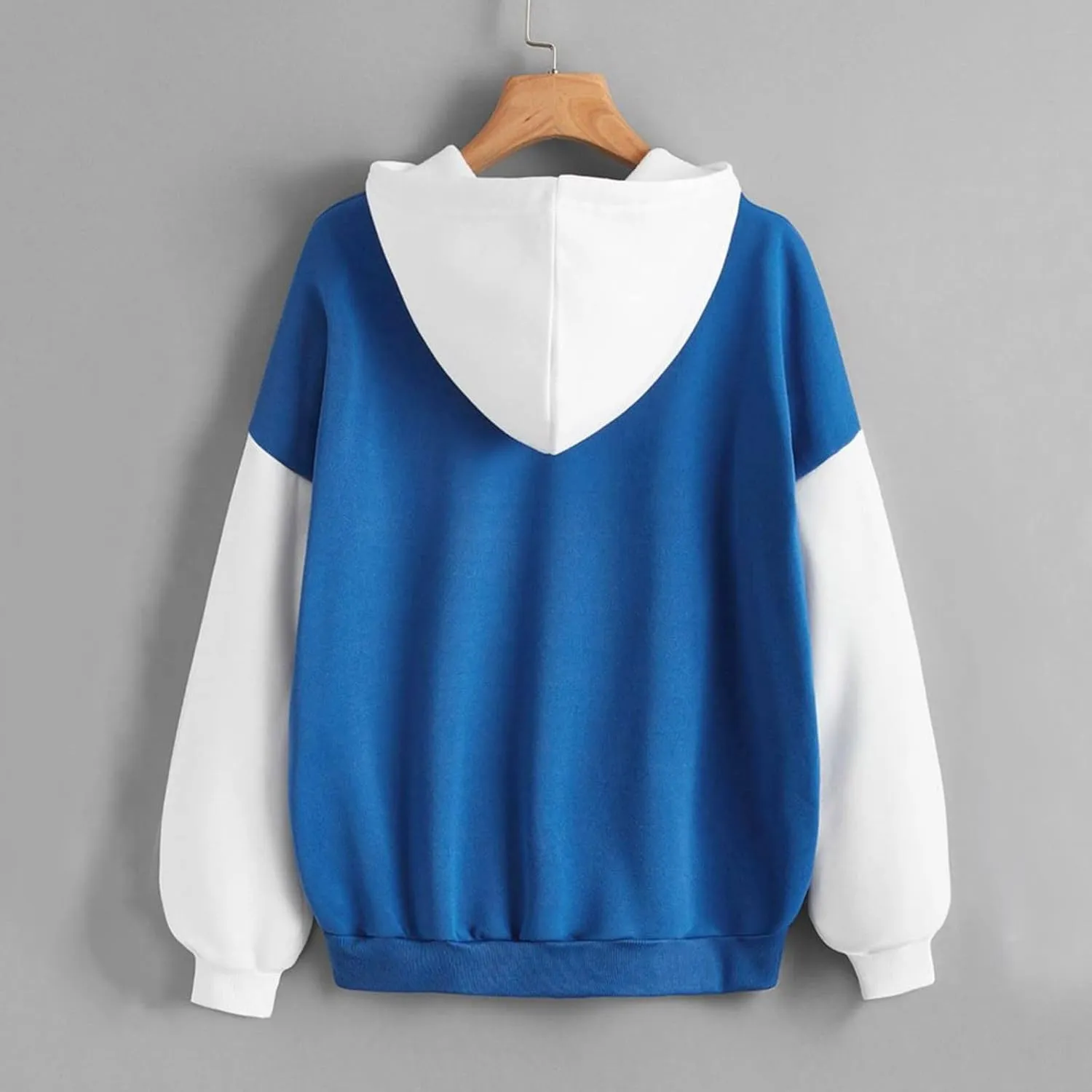 Women's Drawstring Color Block Sweatshirt Casual Comfortable Hooded Sweatshirt Autumn and Winter Warm Sweatshirt