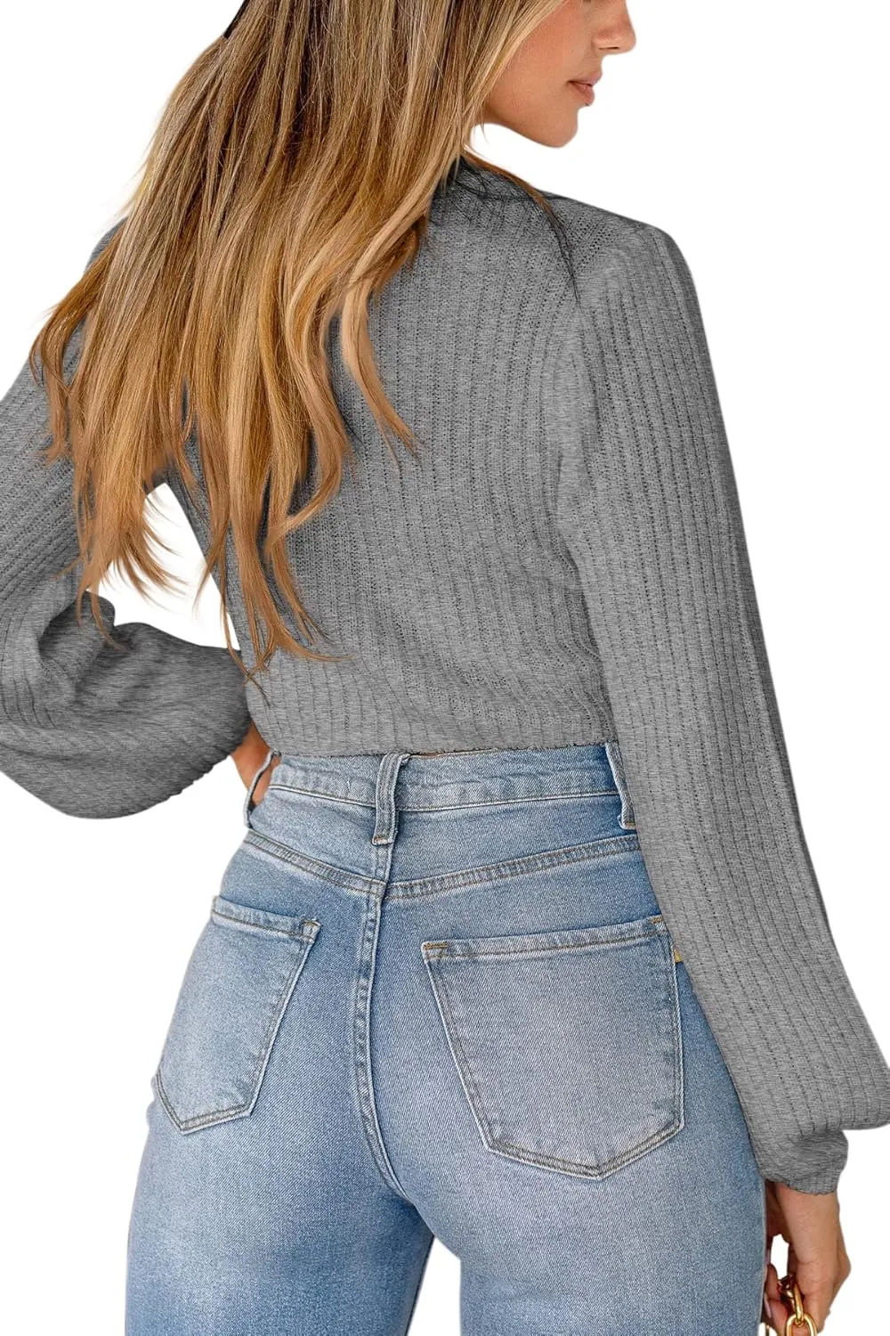 Womens Fall Winter Cropped Sweater Causal Mock Neck Ribbed Knit Pullover Jumper Tops