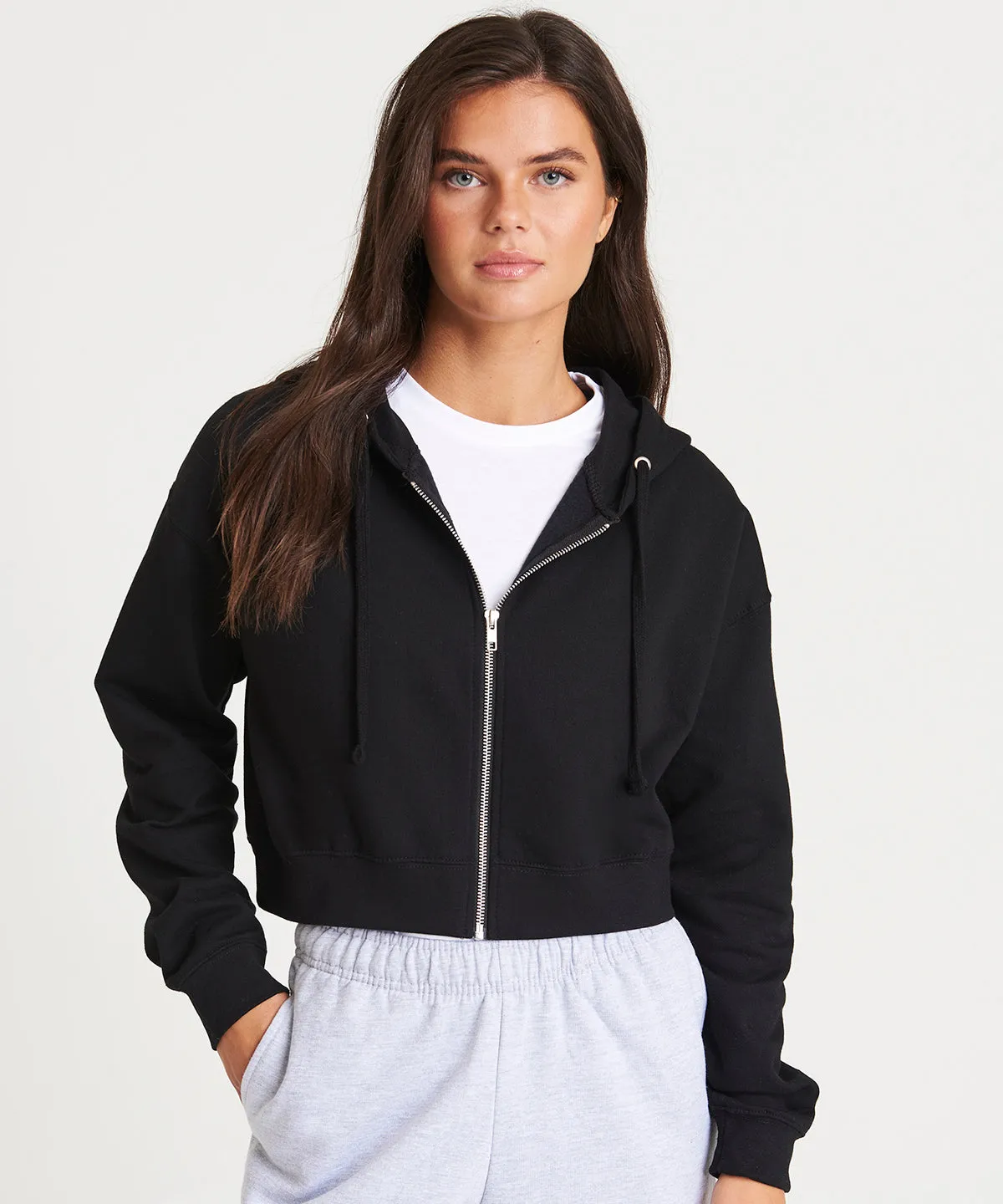 Womens fashion cropped zoodie | Arctic White