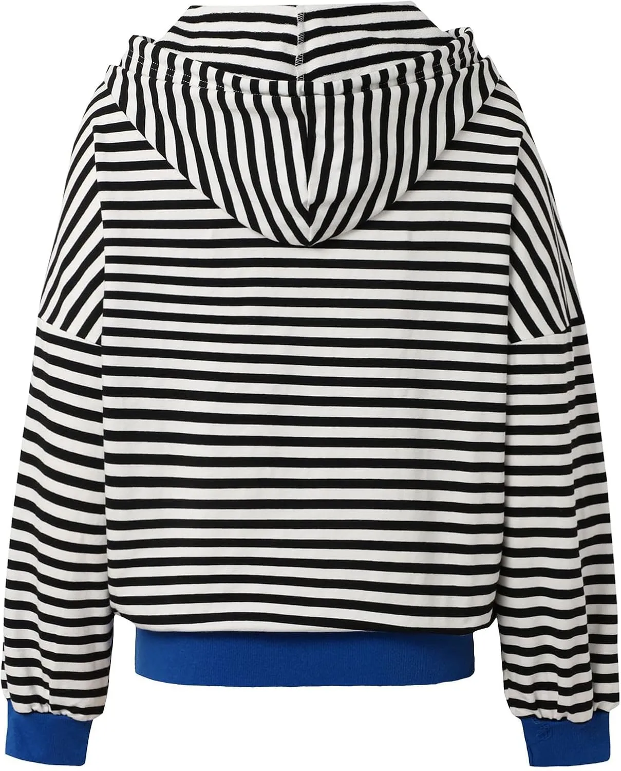 Womens Full-Zip Hoodie Sweatshirts Long Sleeve Striped Shirts Pullover Color Block Drawstring Fall Winter Tops Outfit