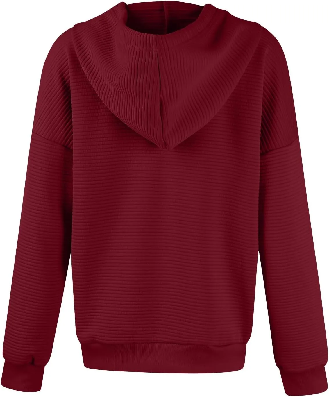 Womens Full Zip Up Hoodie Loose Fit Hooded Oversized Sweatshirt Casual Fall Long Sleeve Quilted Jackets with Pockets