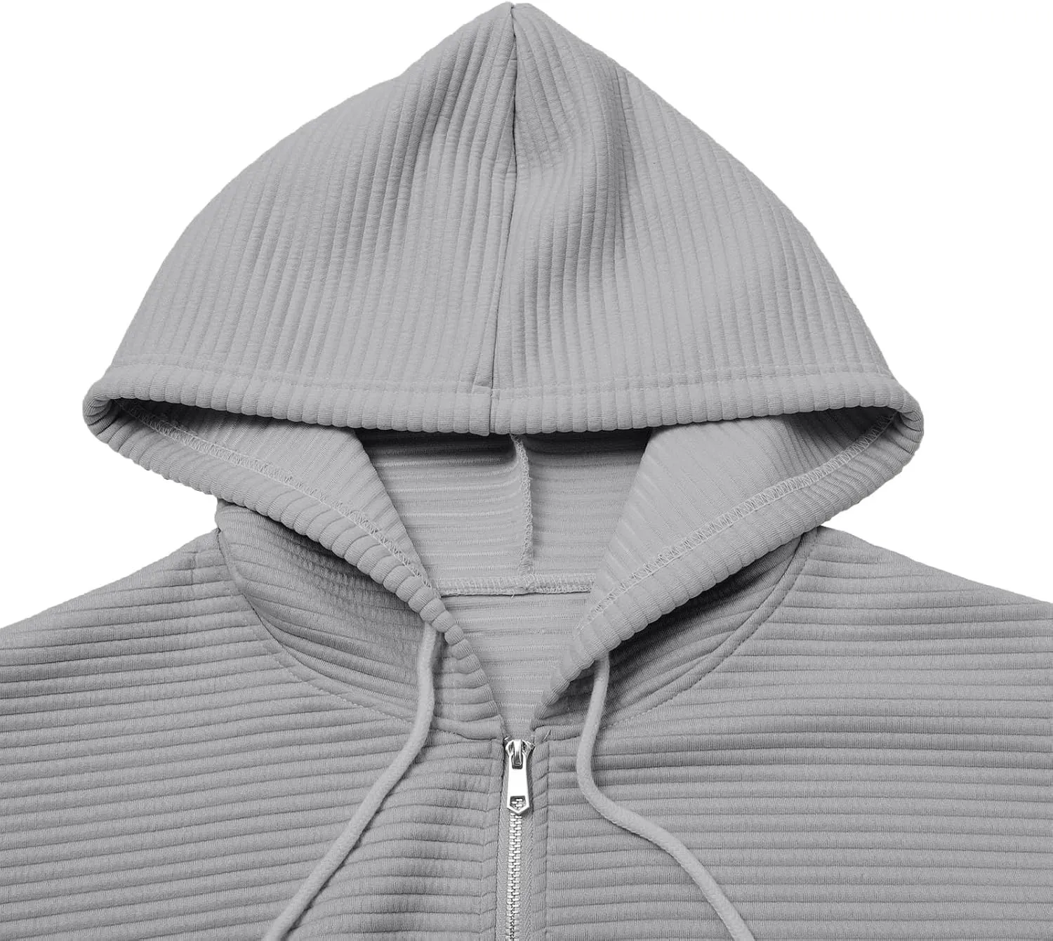 Womens Full Zip Up Hoodie Loose Fit Hooded Oversized Sweatshirt Casual Fall Long Sleeve Quilted Jackets with Pockets