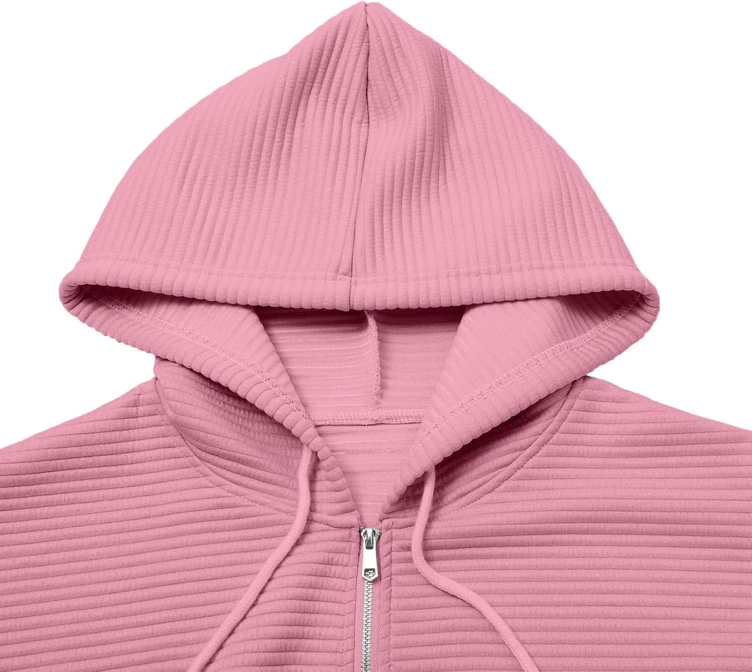 Womens Full Zip Up Hoodie Loose Fit Hooded Oversized Sweatshirt Casual Fall Long Sleeve Quilted Jackets with Pockets