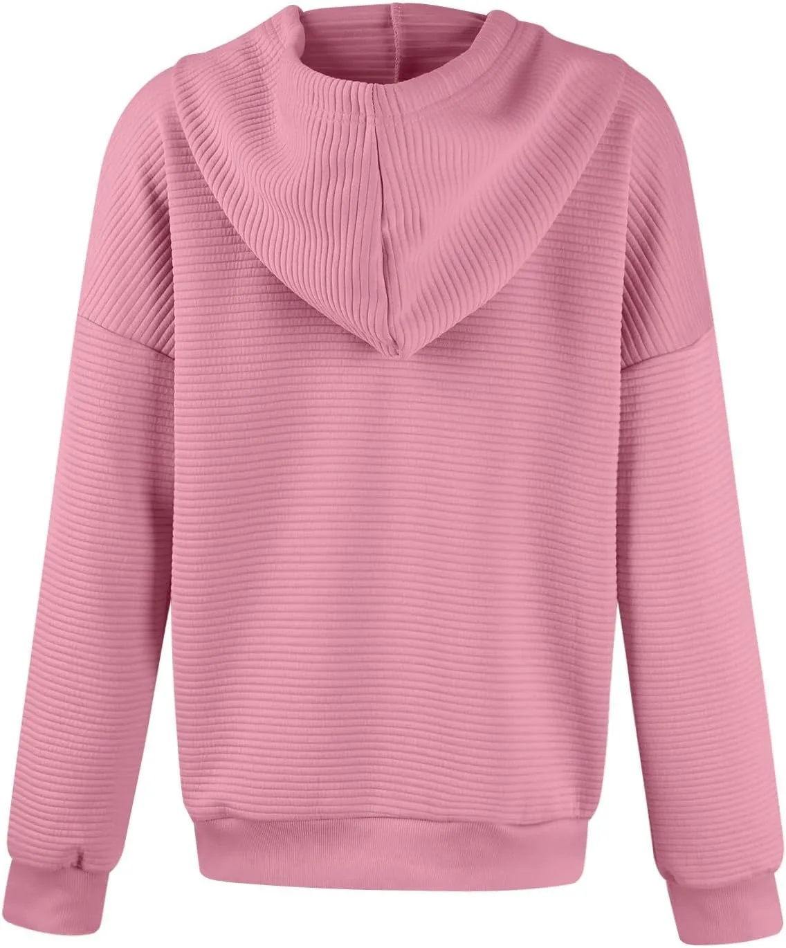 Womens Full Zip Up Hoodie Loose Fit Hooded Oversized Sweatshirt Casual Fall Long Sleeve Quilted Jackets with Pockets