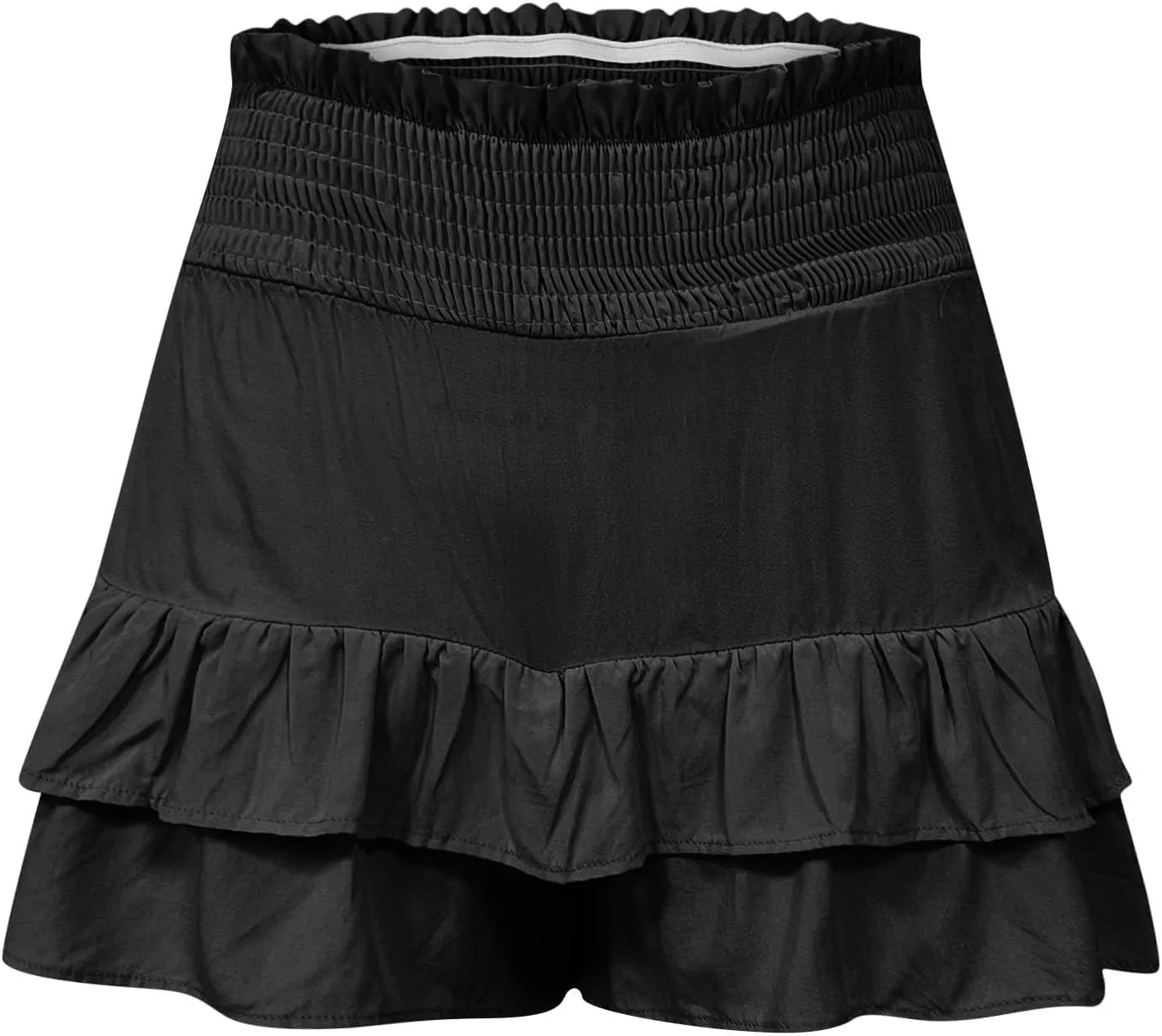 Women's High Waisted Pleated Skirts Boho Ruffle Tiered Shorts Beach Vacation Short Summer Comfy Flowy Skirt