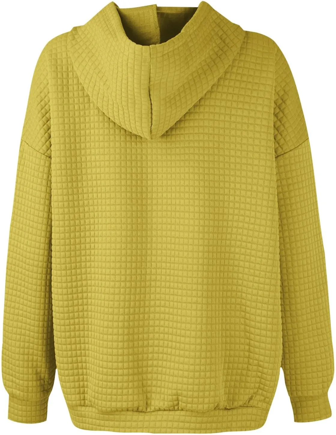 Womens Hoodies Casual Long Sleeve Drawstring Waffle Knit Pullover Tops Loose Hooded Sweatshirt with Pocket