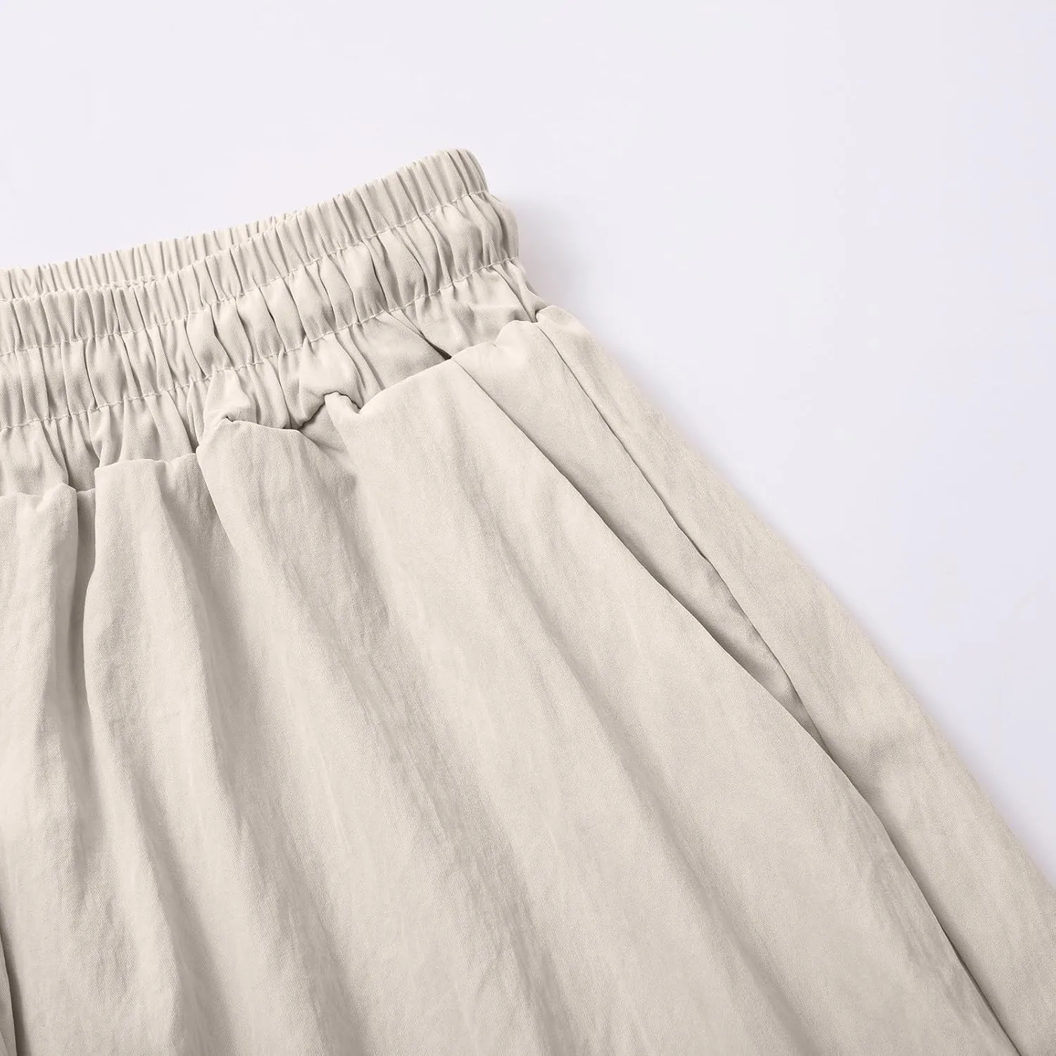 Women's Linen Shorts High Waisted Pleated Casual Bermuda Pants Lightweight Loose Wide Leg Workout Short with Pockets