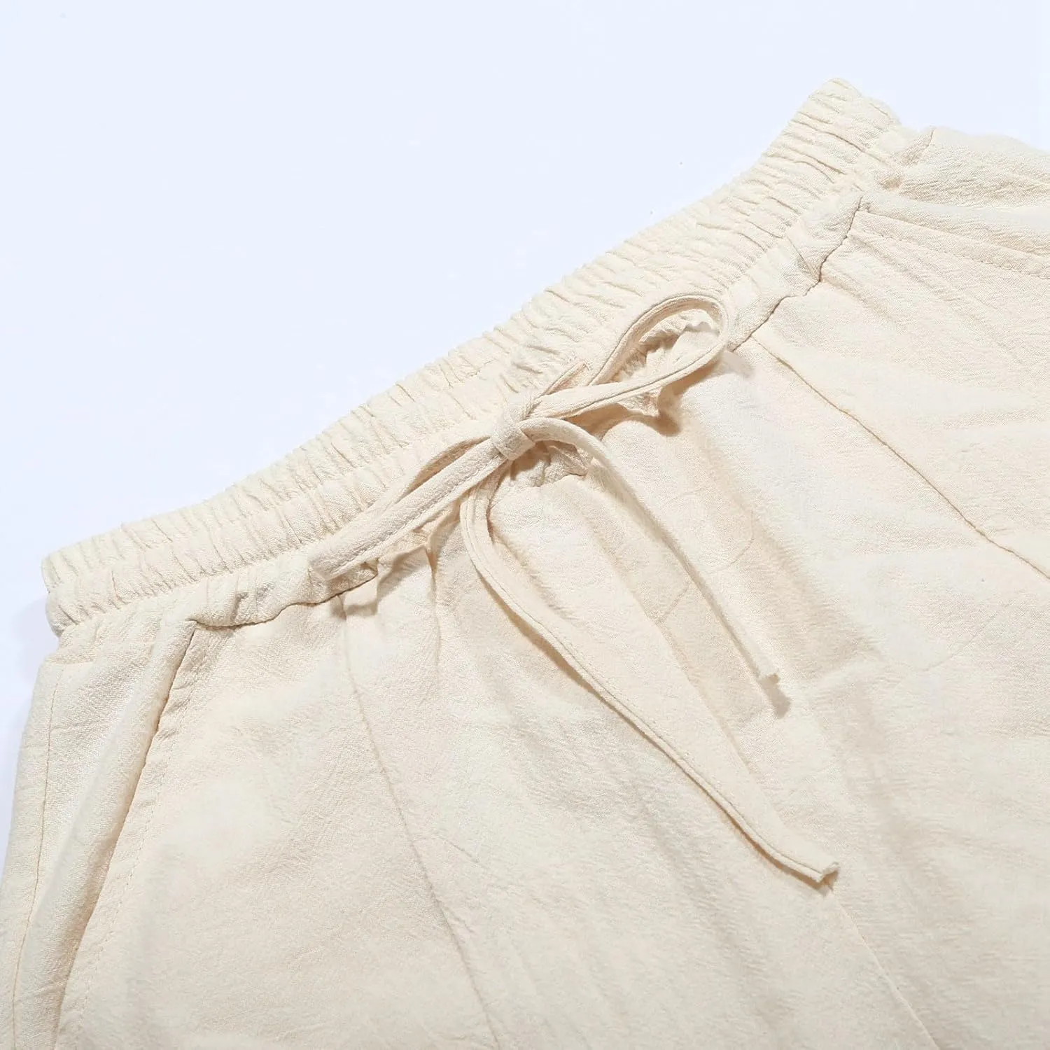 Womens Linen Summer Palazzo Palazzo Pants Elastic Waisted Lounge Pants Plus Size Pant Trousers Office