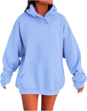 Women's Long Sleeve Oversized Pullover Solid Color Y2K Hoodie Fall Loose Hoodie Sweatshirt Winter Sweatshirt with Pocket