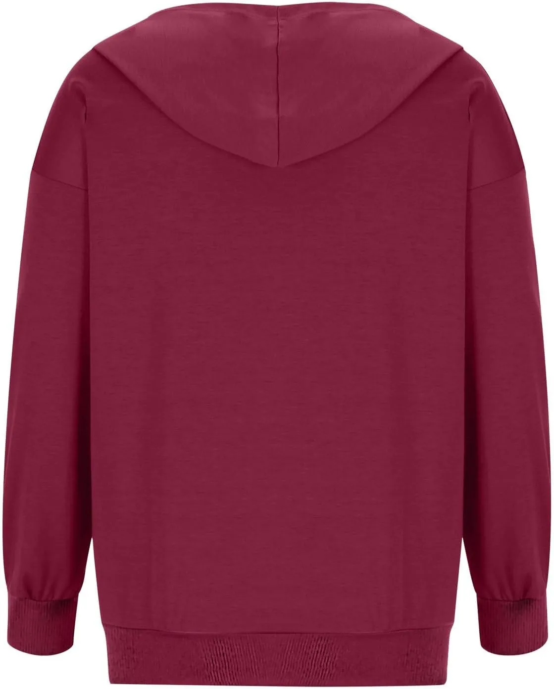 Women's Loose Zip Up Hoodie Oversized Long Sleeve Solid Drawstring Hooded Sweatshirt Jackets Y2K Casual Outwear