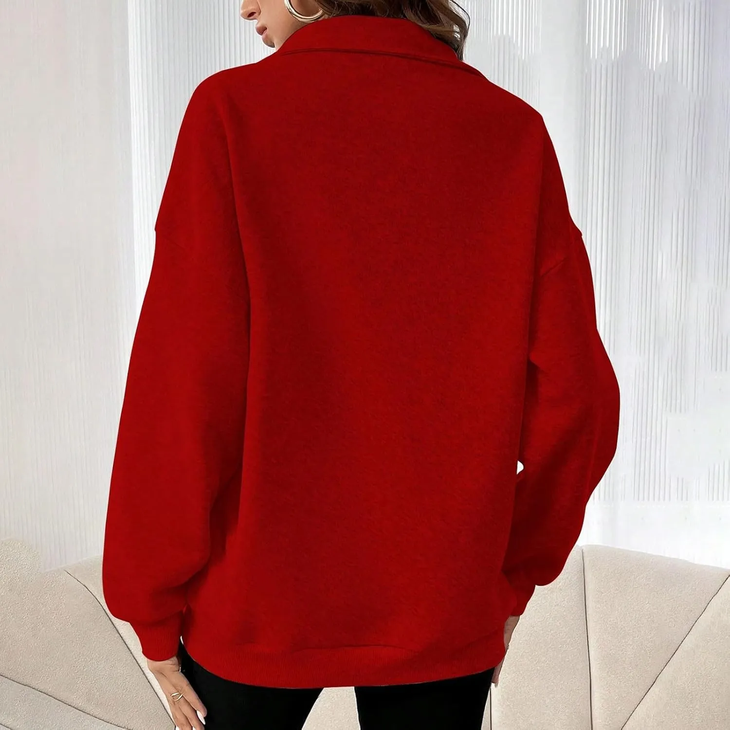 Womens Oversized Hoodie Sweatshirts Top Long Sleeve Quarter Zip Fall Tunic Pullover Trendy Teen Girls Preppy Clothes