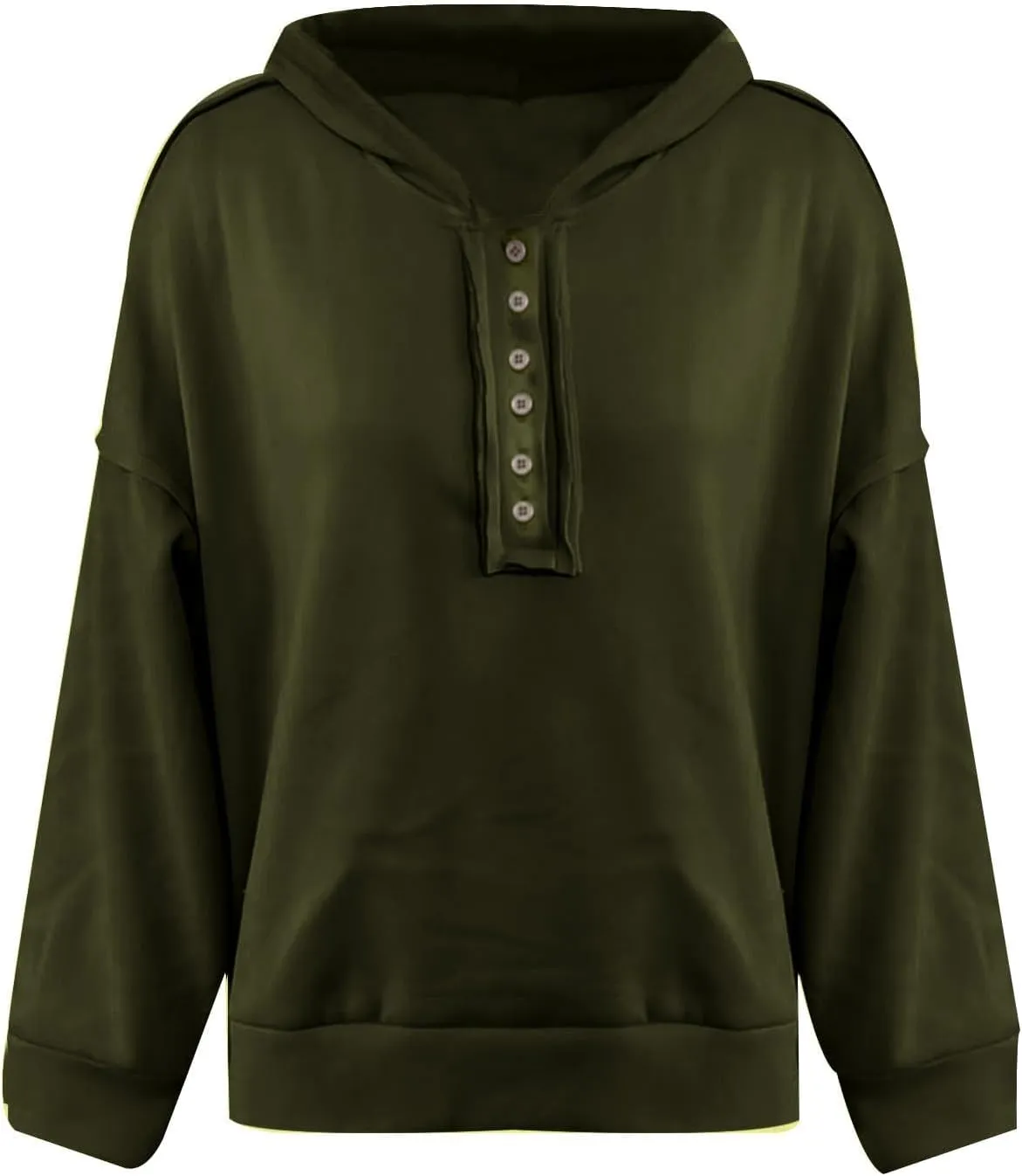 Womens Oversized Sweatshirt Long Sleeve V Neck Button Hoodie Casual Loose Fit Lightweight Sweatshirt Pullover Tops