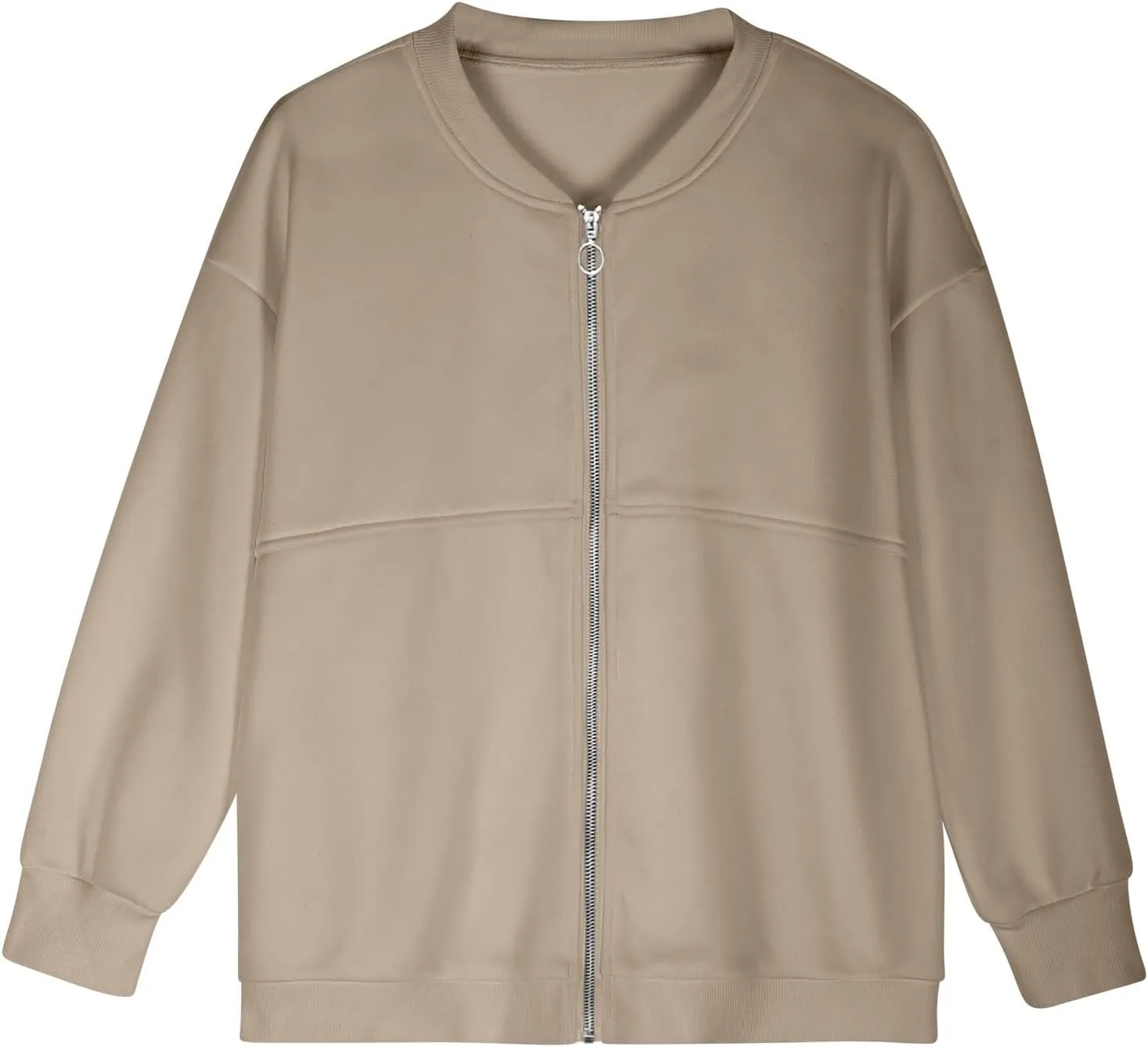 Womens Oversized Sweatshirts Hoodies Zip Up Pullover Fall Cool Outfits Crew Neck Simple Elegant Winter Jack Coat