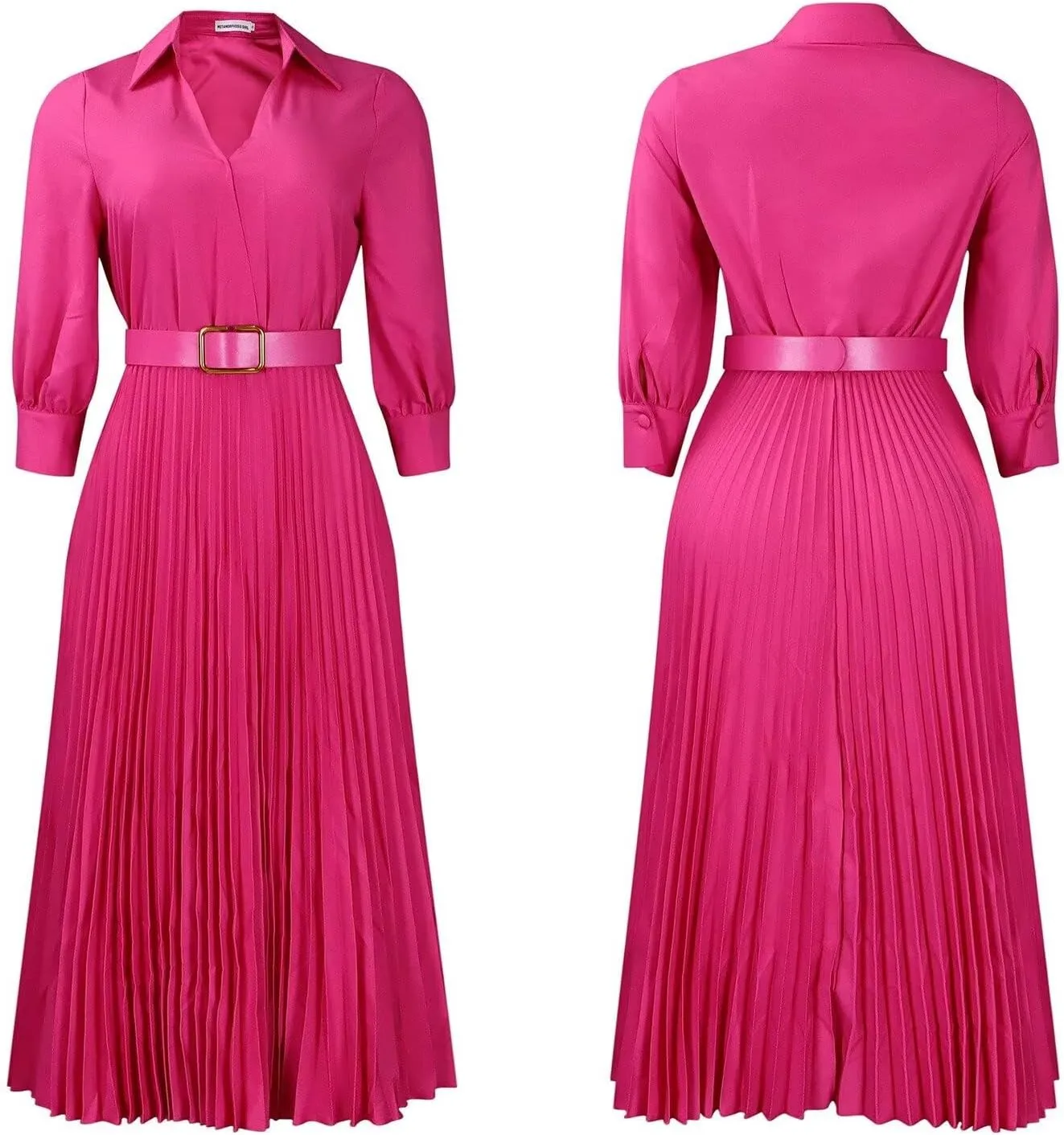 Women's Plus Size Dress Lapel Pleated Skirt Formal Party Dress Business Dress
