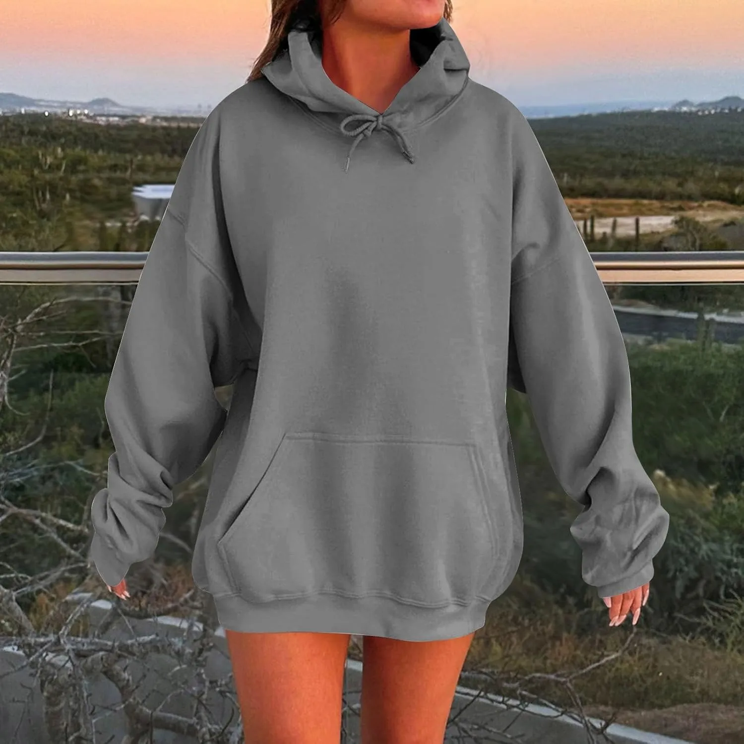 Womens Pullover Oversized Hoodies With Pocket Winter Cute Thermal Sweatshirts 2024 Fashion Tops Trendy Outfits
