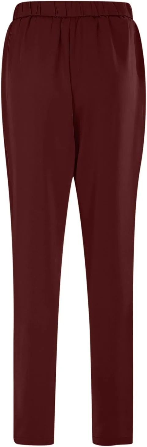Women's Satin High Waist Pants Casual Pleated Loose Business Trousers Straight Leg Office Slacks Pants with Pockets