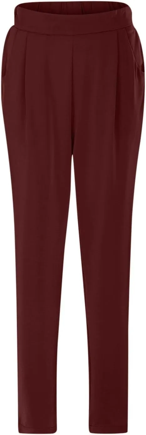 Women's Satin High Waist Pants Casual Pleated Loose Business Trousers Straight Leg Office Slacks Pants with Pockets