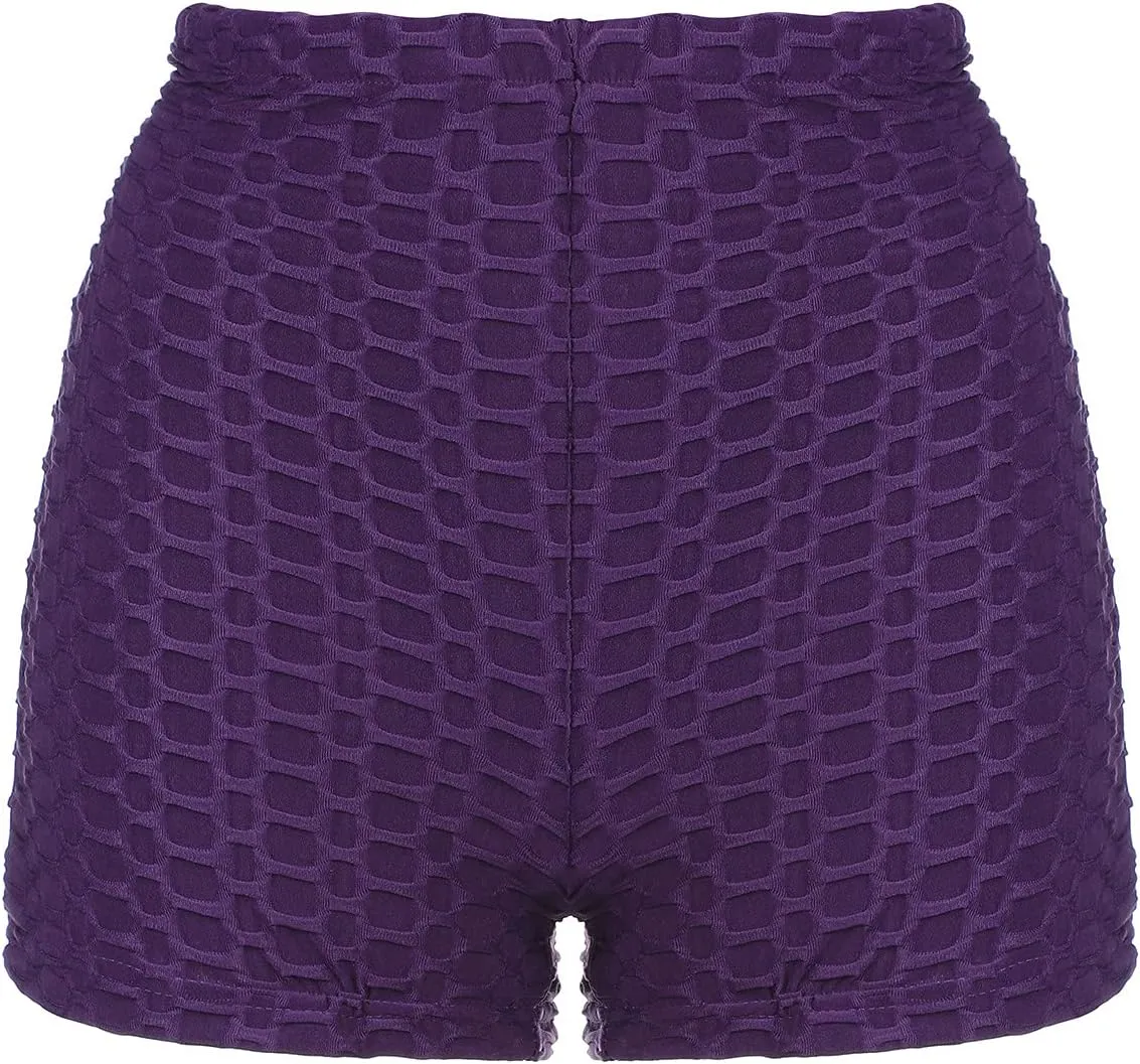 Womens Sexy Booty Shorts Butt Lift Leggings Shorts Lace up Scrunch Workout High Waisted Textured Hot Pants Athletic Shorts