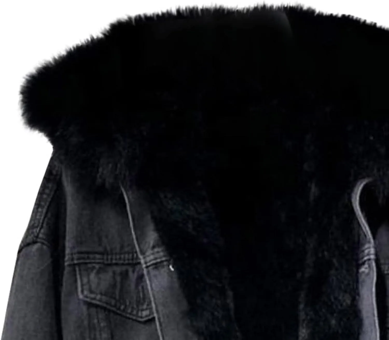 Womens Sherpa Fleece Lined Hoodie Denim Jacket 2022 Winter Jean Jacket Coats Oversized Long Sleeve Trucker Jacket Coat