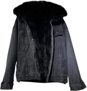 Womens Sherpa Fleece Lined Hoodie Denim Jacket 2022 Winter Jean Jacket Coats Oversized Long Sleeve Trucker Jacket Coat