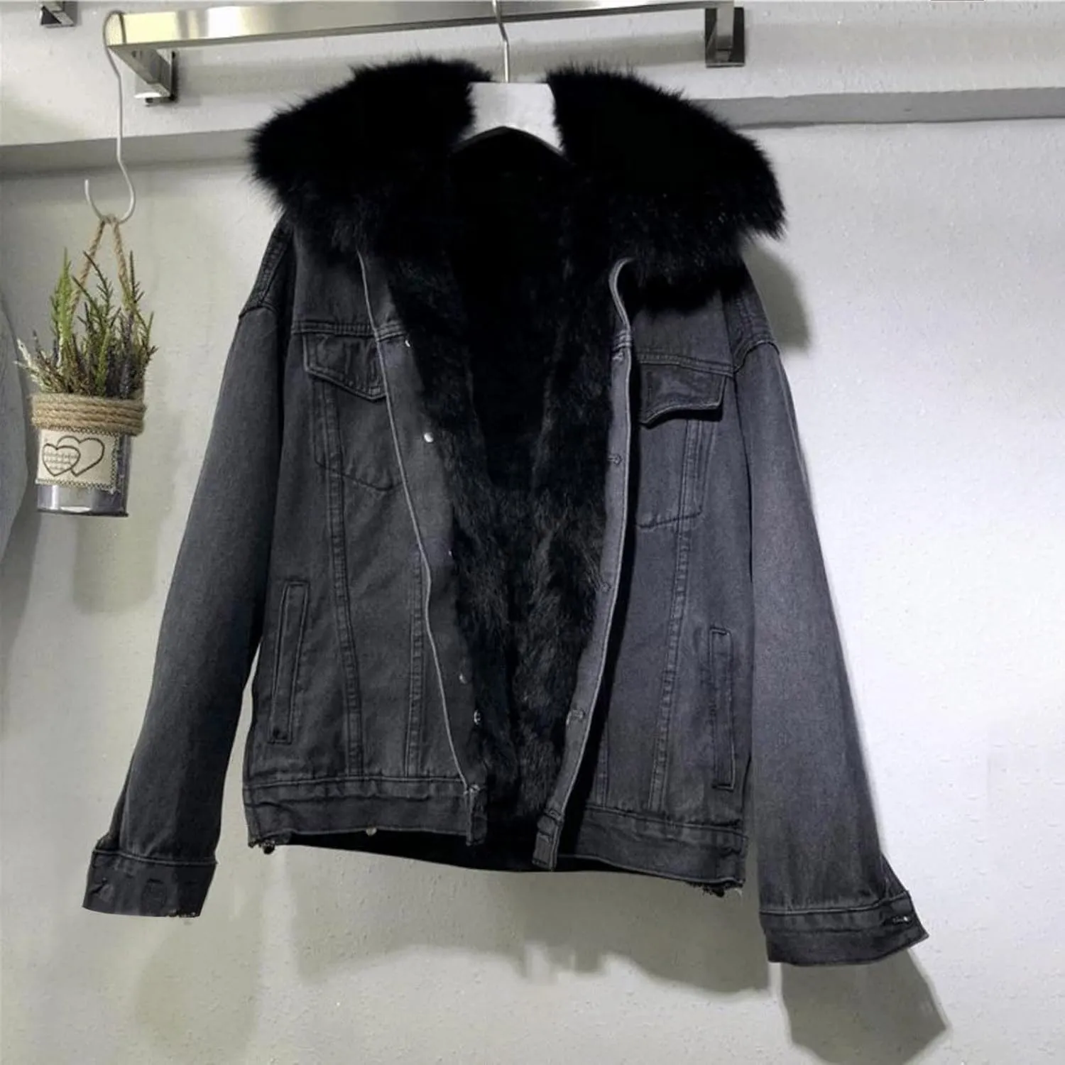 Womens Sherpa Fleece Lined Hoodie Denim Jacket 2022 Winter Jean Jacket Coats Oversized Long Sleeve Trucker Jacket Coat