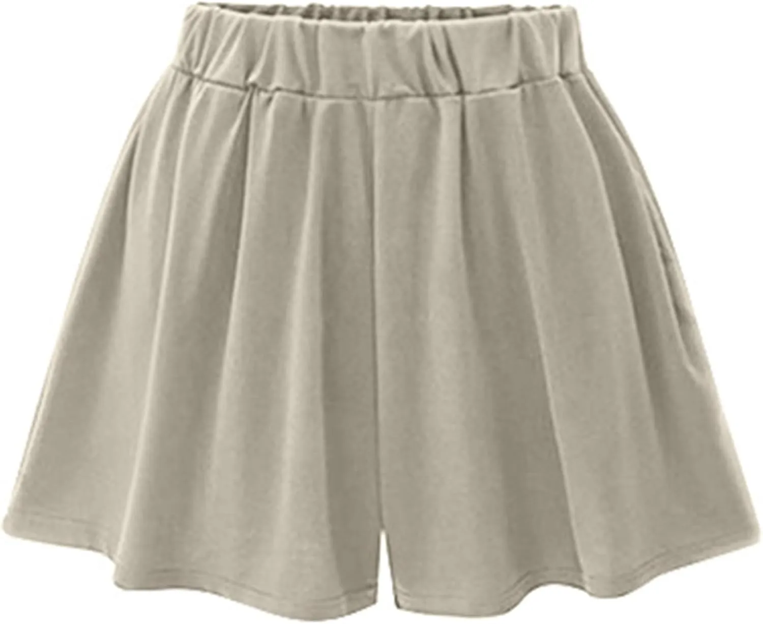 Womens Skirts Pleated Elastic High Waisted Wide Leg Dressy Shorts Basic Solid Versatile Stretchy Flared Casual Skorts