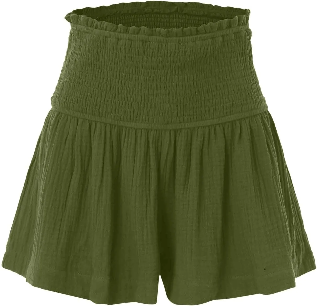 Womens Skorts Dressy Casual Summer High Waisted Ruffle Flowy Shorts Elastic Waist Wide Leg Lightweight Comfy Short