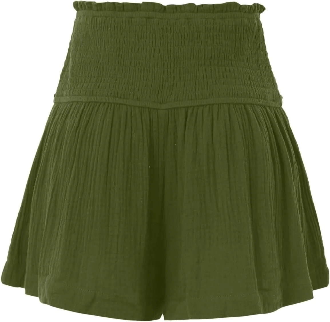 Womens Skorts Dressy Casual Summer High Waisted Ruffle Flowy Shorts Elastic Waist Wide Leg Lightweight Comfy Short