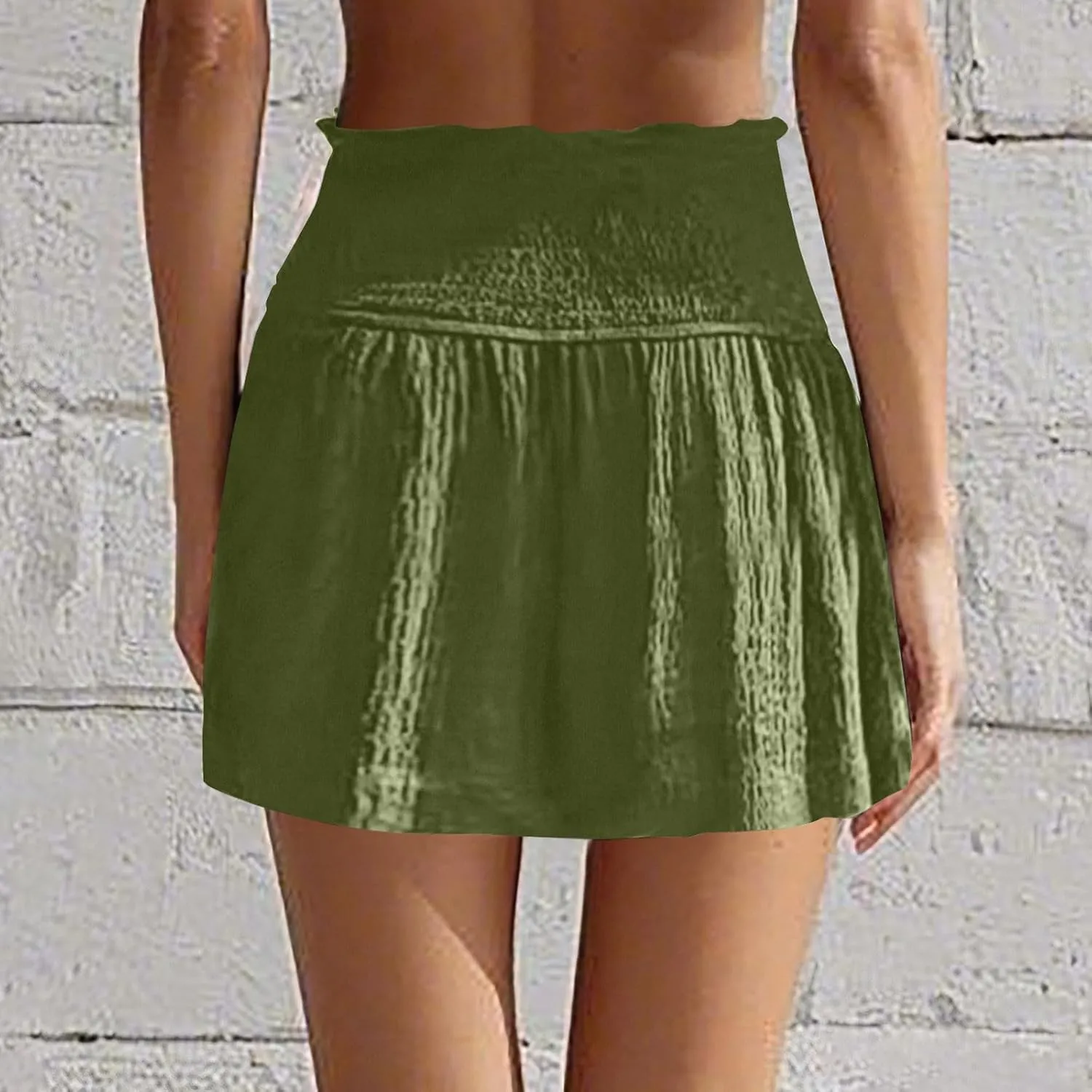 Womens Skorts Dressy Casual Summer High Waisted Ruffle Flowy Shorts Elastic Waist Wide Leg Lightweight Comfy Short