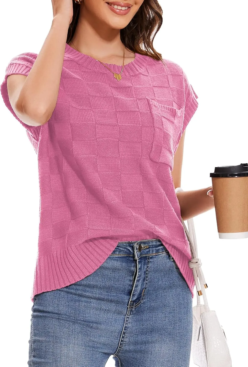 Womens Sweaters Sleeveless Summer Tank Tops Casual Knit Sweater Vest Crewneck Loose Fit Pullover 2025
