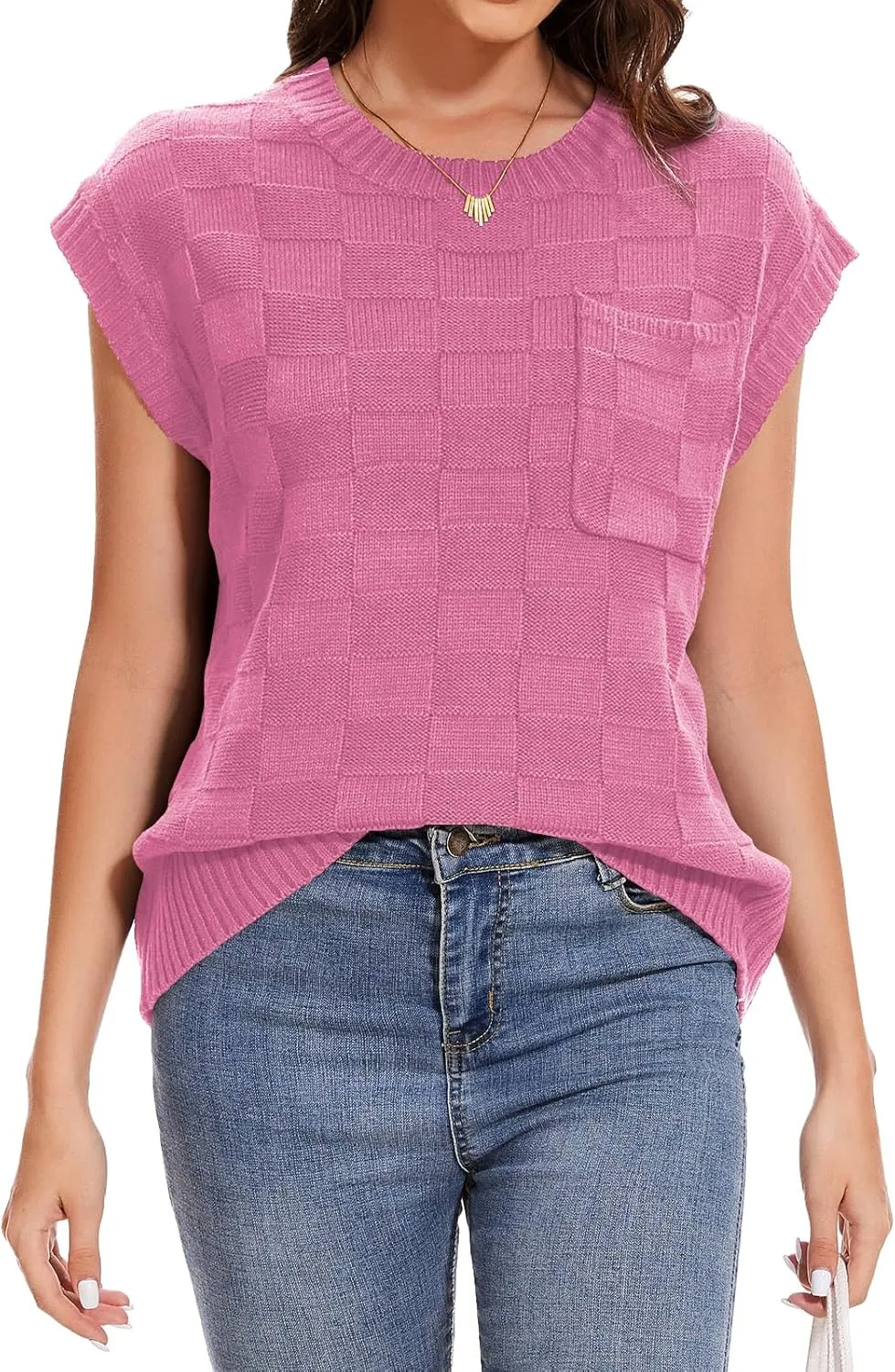 Womens Sweaters Sleeveless Summer Tank Tops Casual Knit Sweater Vest Crewneck Loose Fit Pullover 2025