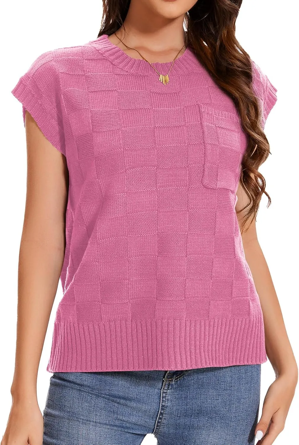Womens Sweaters Sleeveless Summer Tank Tops Casual Knit Sweater Vest Crewneck Loose Fit Pullover 2025