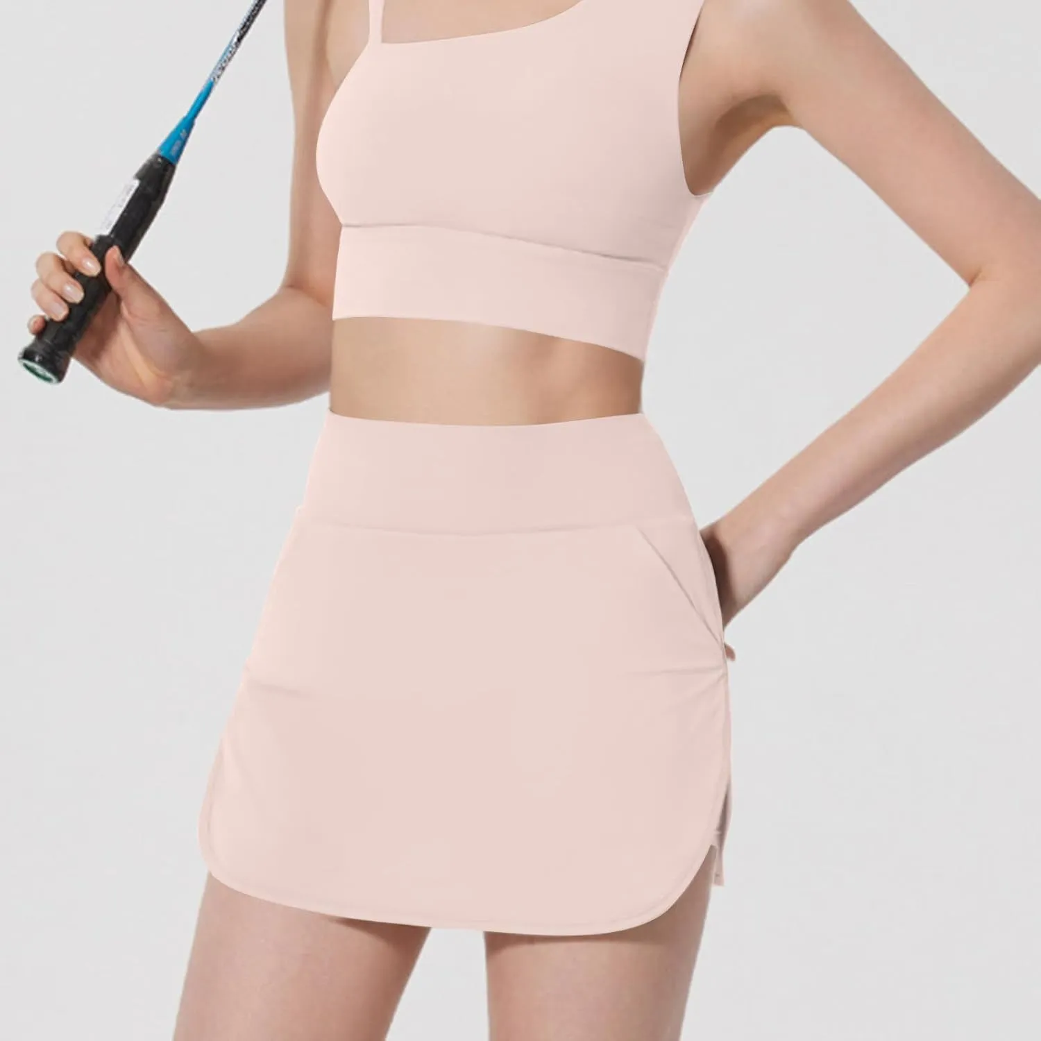 Women's Tennis Skirts Golf Skorts with Pockets High Waisted Side Slit Inner Shorts Yoga Athletic Workout Skirts