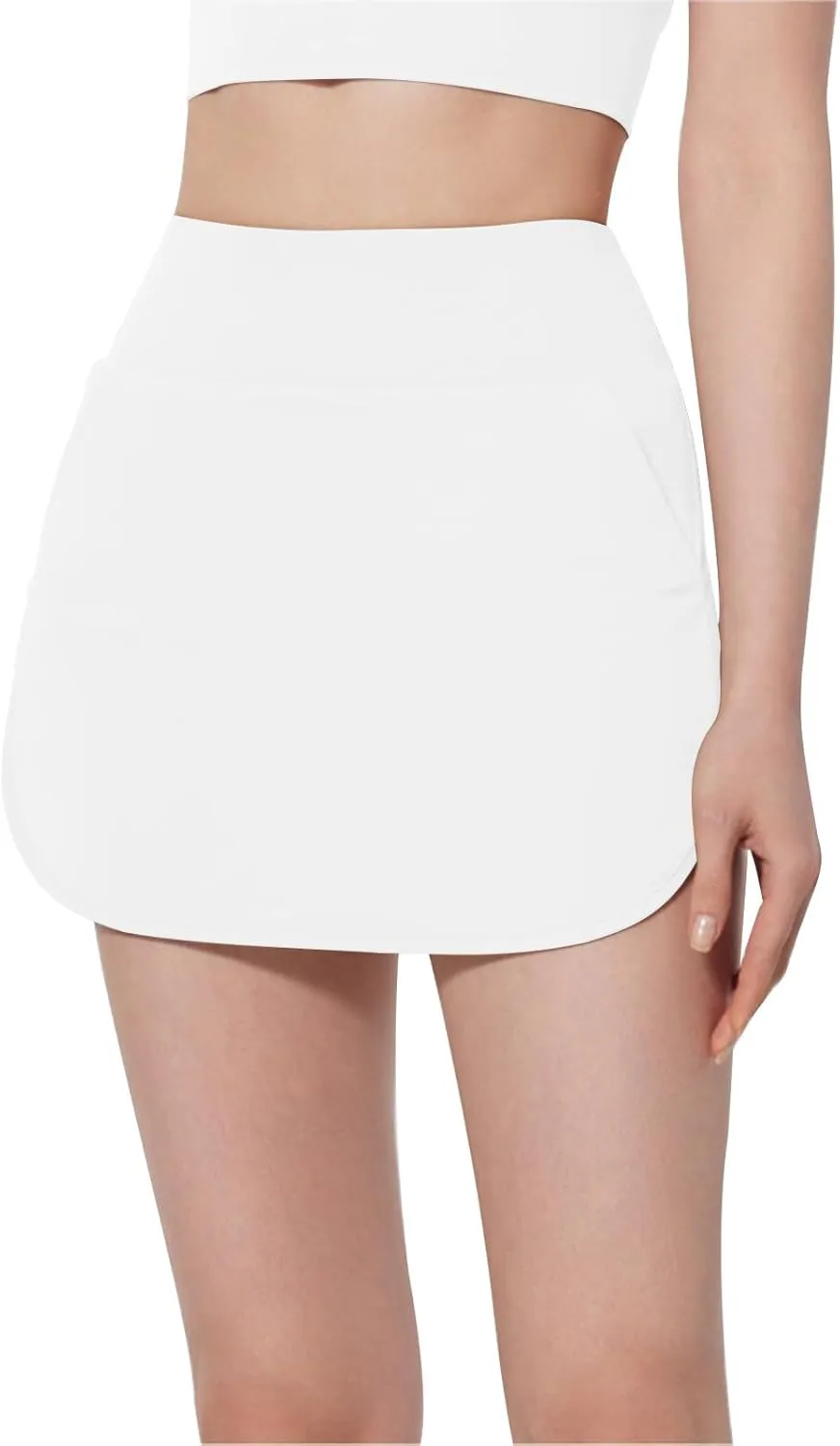 Women's Tennis Skirts Golf Skorts with Pockets High Waisted Side Slit Inner Shorts Yoga Athletic Workout Skirts