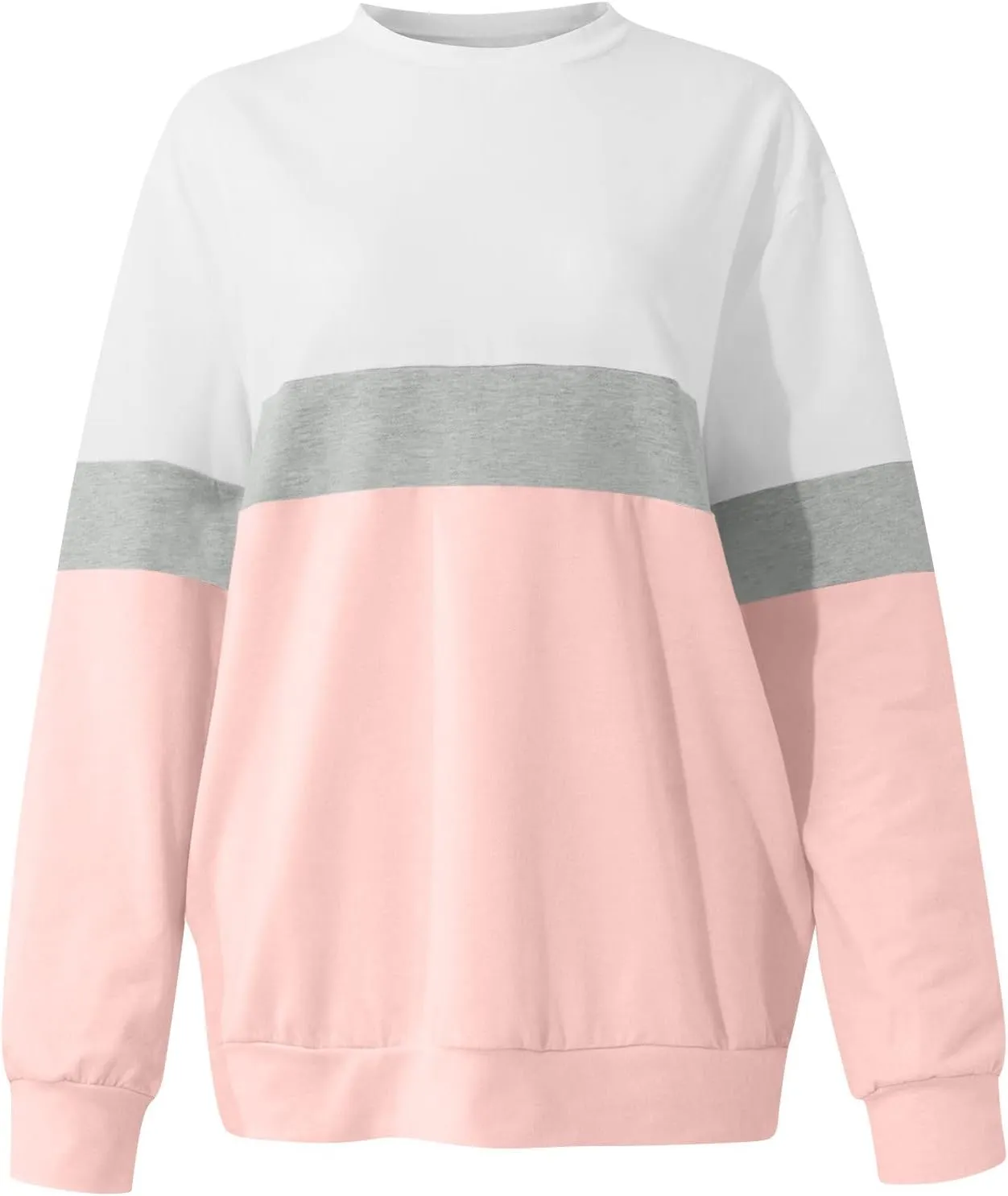 Womens Tops Long Sleeve 2024 Casual Crew Neck Solid Color Pullover Knit Cotton Plus Size Comfy Soft Outfits Teens